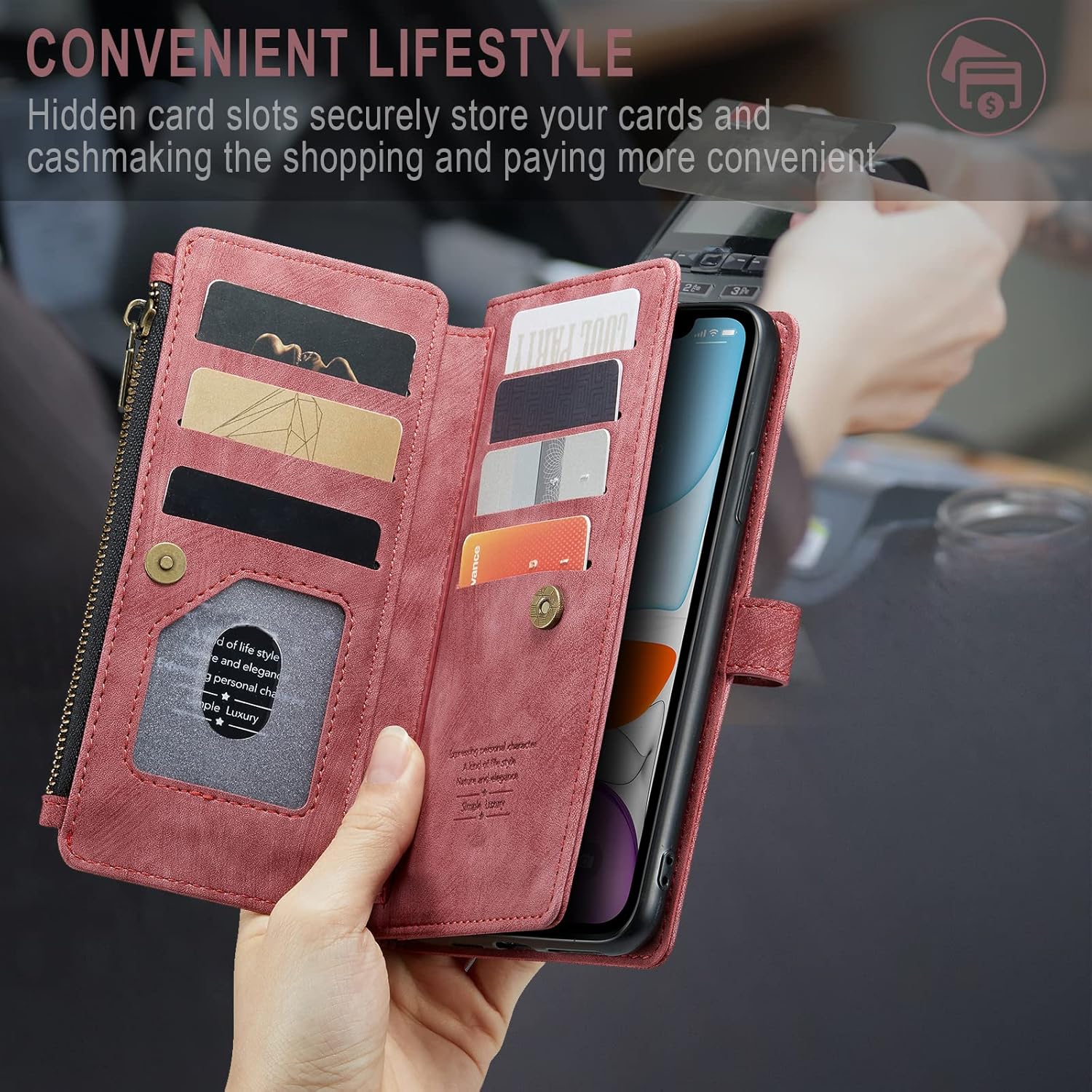 Asuwish Funda de teléfono para iPhone 11 6.1 Funda tipo cartera y protector de pantalla de vidrio templado, soporte para tarjetas de crédito,
