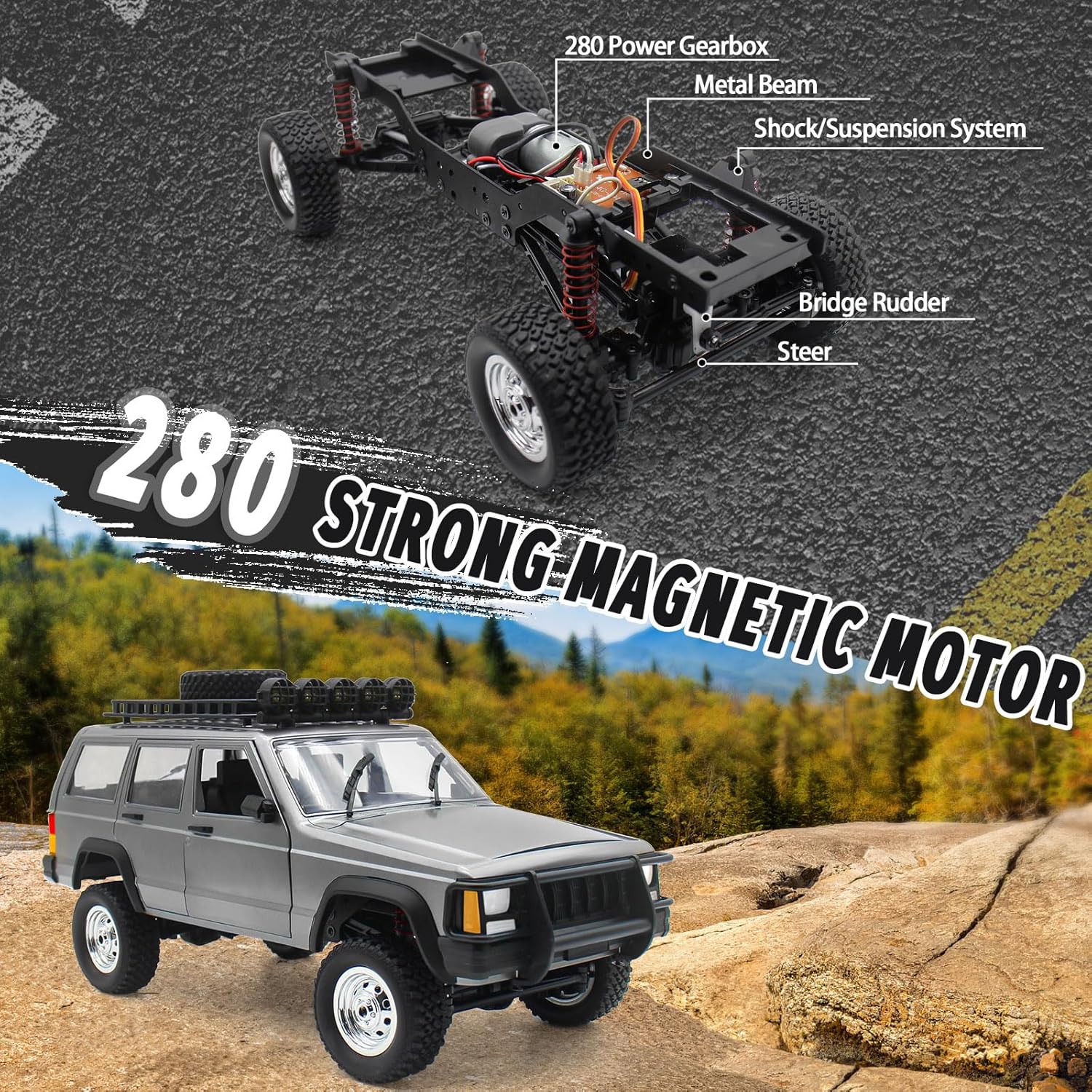 RC Rock Crawler, auto de control remoto a escala 112, camión de control remoto 4×4 para adultos, impermeable, para exteriores, auto de grado
