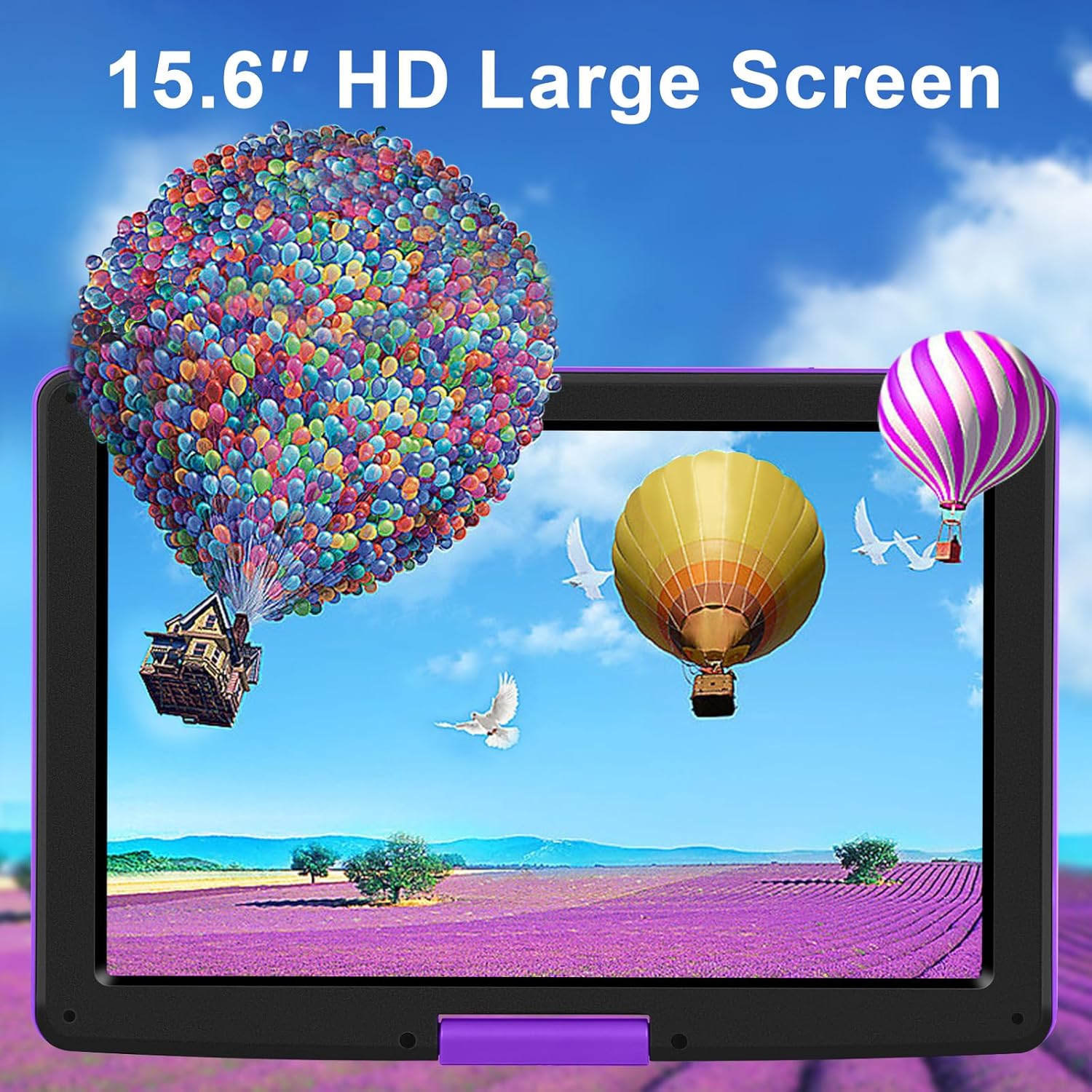 Reproductor de DVD portátil de 17.9 pulgadas con pantalla giratoria grande de 15.6 pulgadas, reproductor de DVD de batería de 6 horas portátil con