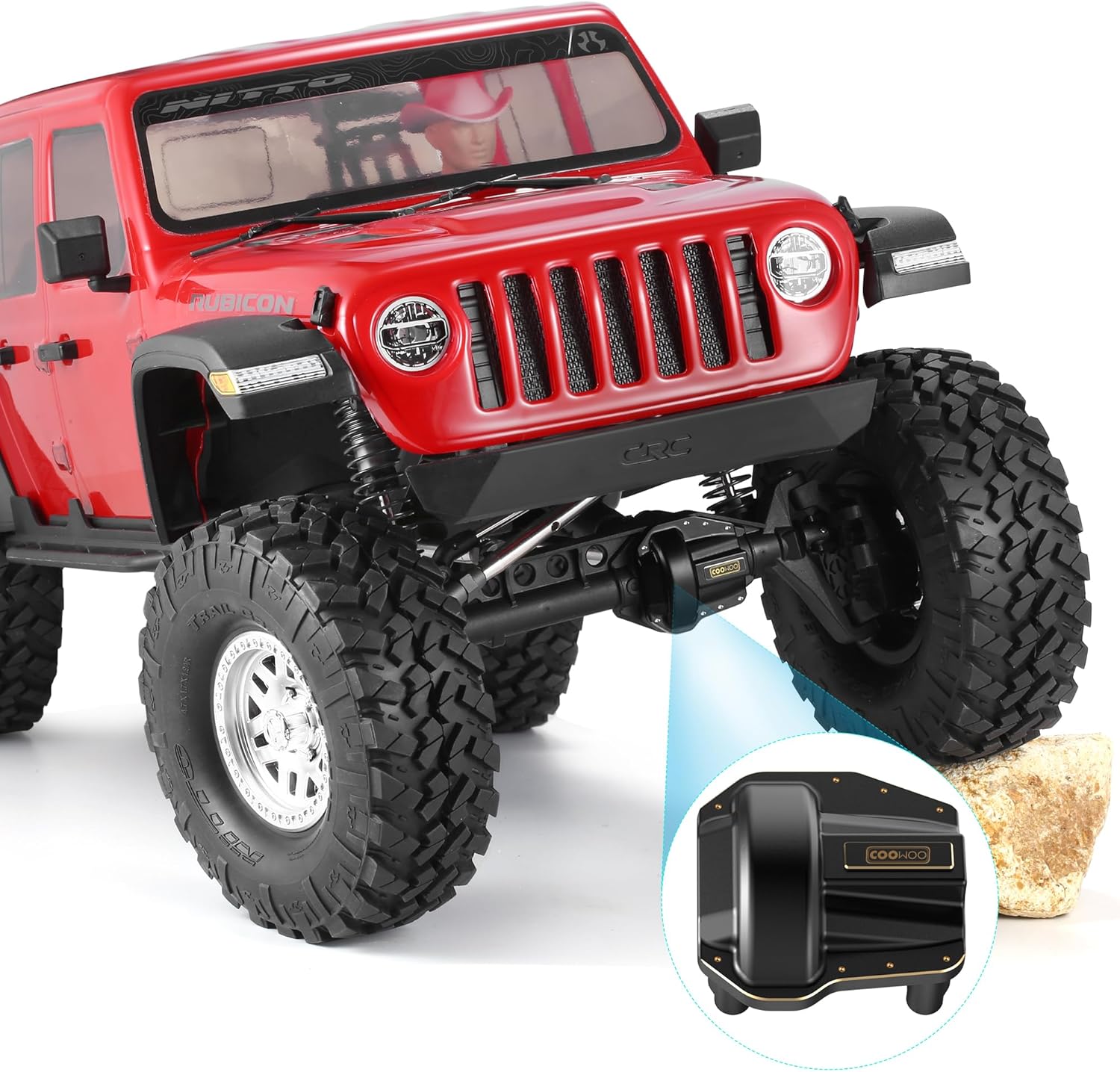 COOWOO Piezas de actualización de cubiertas diferenciales RC para camiones RC 110 SCX10 III – Juego de 2, mecanizado CNC de precisión, estabilidad