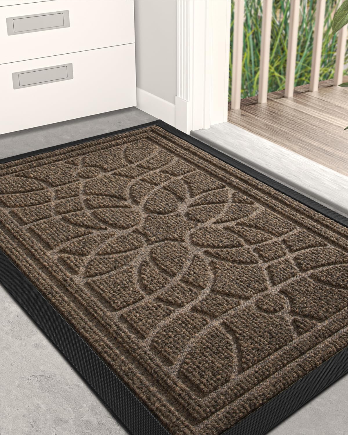 DEXI Tapete para puerta delantera, tapete de bienvenida, antideslizante, de perfil bajo, para entrada, patio, garaje, zonas de alto tráfico, 2 x 3