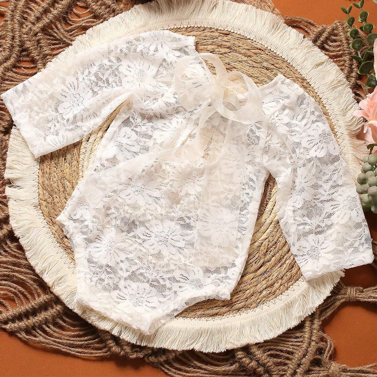 Traje de fotografía para bebé, traje de encaje para recién nacido, sesión de fotos, diadema de flores, disfraz de princesa