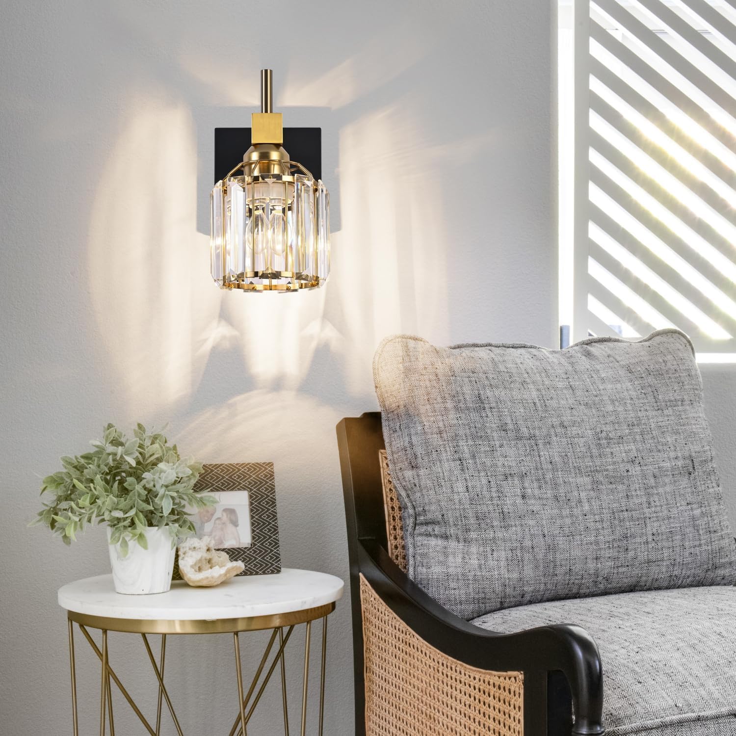 SOLFART 1 luces de cristal para baño, aplique de pared sobre espejo, lámpara de tocador de baño, luces de tocador de cristal para baño, accesorios
