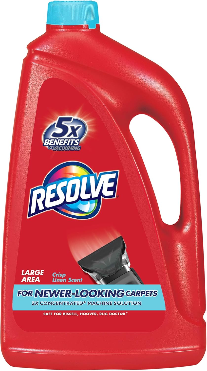 Resolve Champú limpiador de alfombras de vapor, 60 onzas, lino crujiente, concentrado 2X, seguro para Bissell, Hoover y Rug Doctor