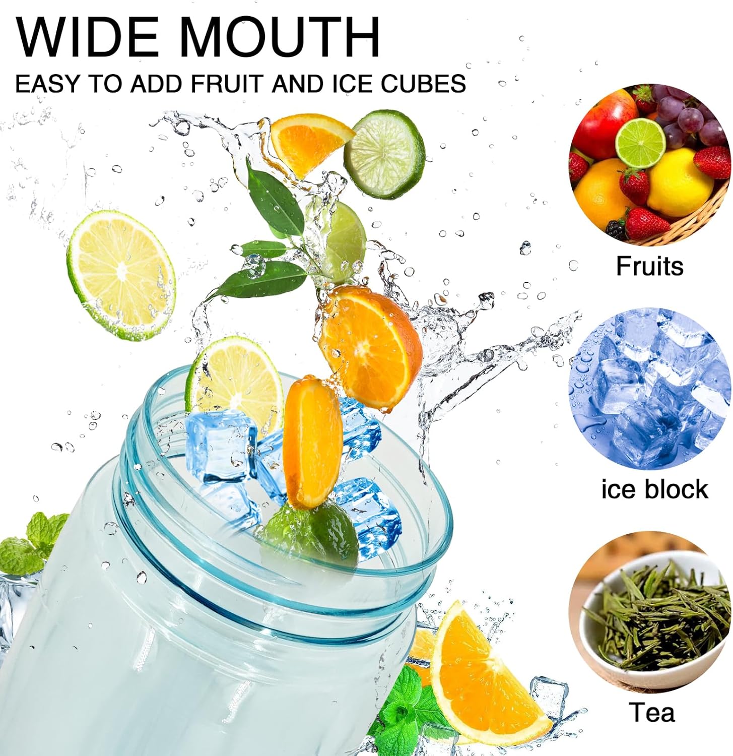 Botella de agua de aire Tritan de 22.0 fl oz, juego de botellas para beber con cápsulas de sabor perfumadas para saborizar 0 azúcar, 0 calorías