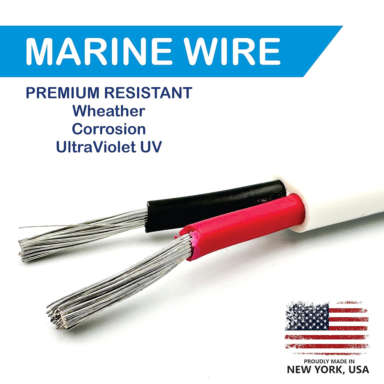 NATIONAL Wire&Cable Cable marino 162  50 pies  Fabricado en Estados Unidos  Alambre dúplex de cobre estañado  calibre 16 2 conductores recubierto