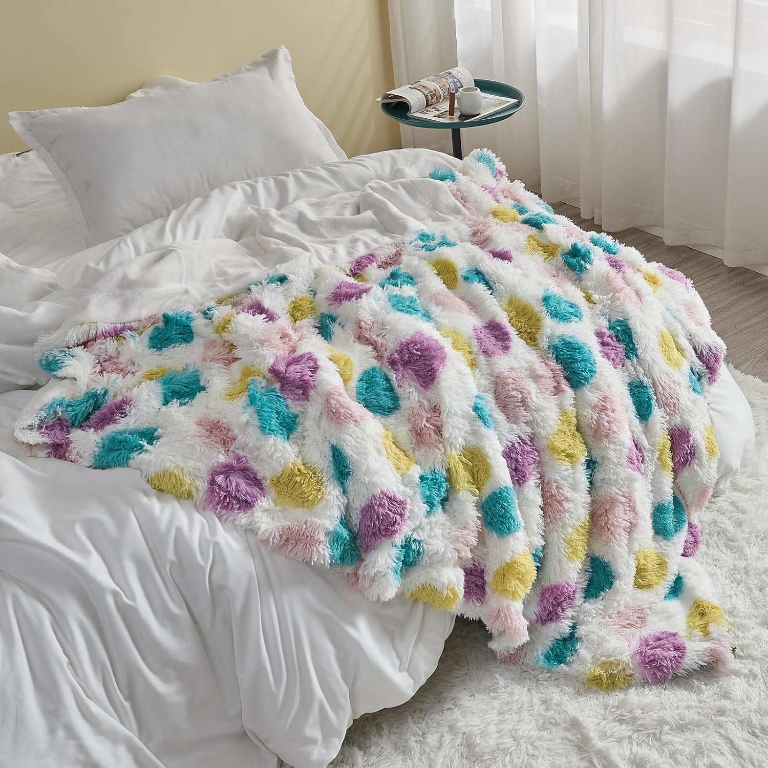 Manta decorativa Gonaap de pelo sintético, muy suave y esponjosa, de felpa y pelo largo, cómodo forro polar de microfibra reversible para silla,
