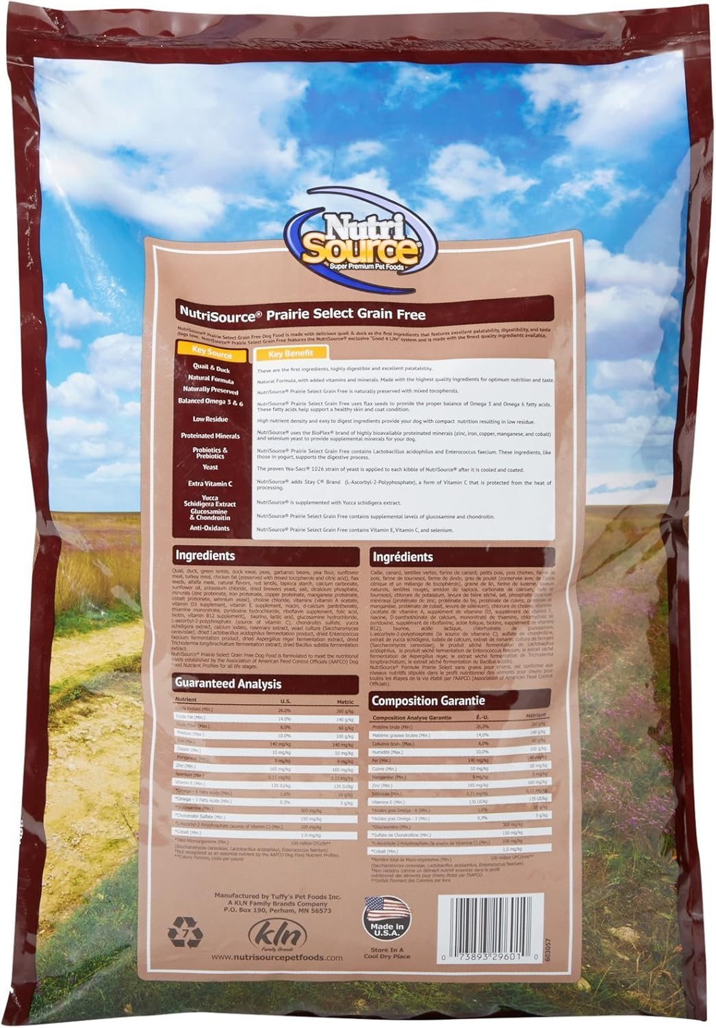 nutrisource Grain Free Prairie Seleccionar con Quail Dog Food 15lb by Desconocido