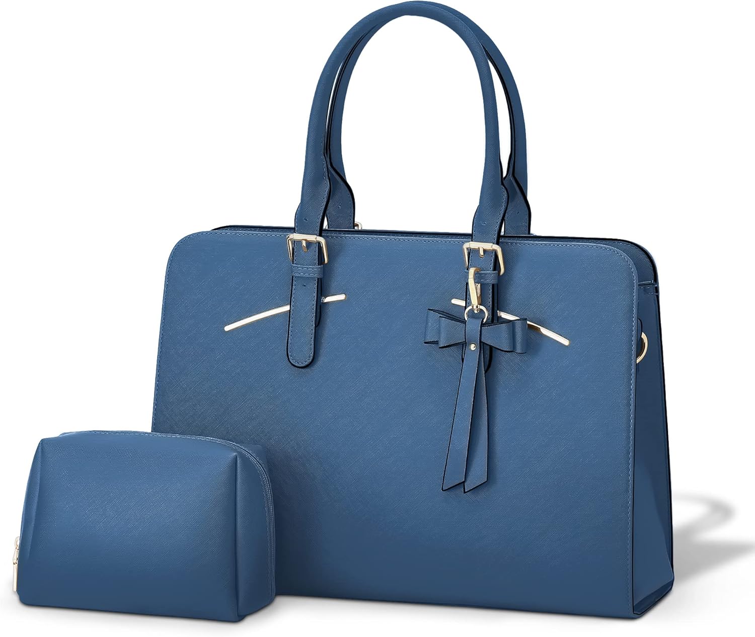 TOPDesign Bolsa para laptop para mujer, maletín de trabajo de piel sintética impermeable para computadora de 15.6 pulgadas, bolsa de hombro grande,