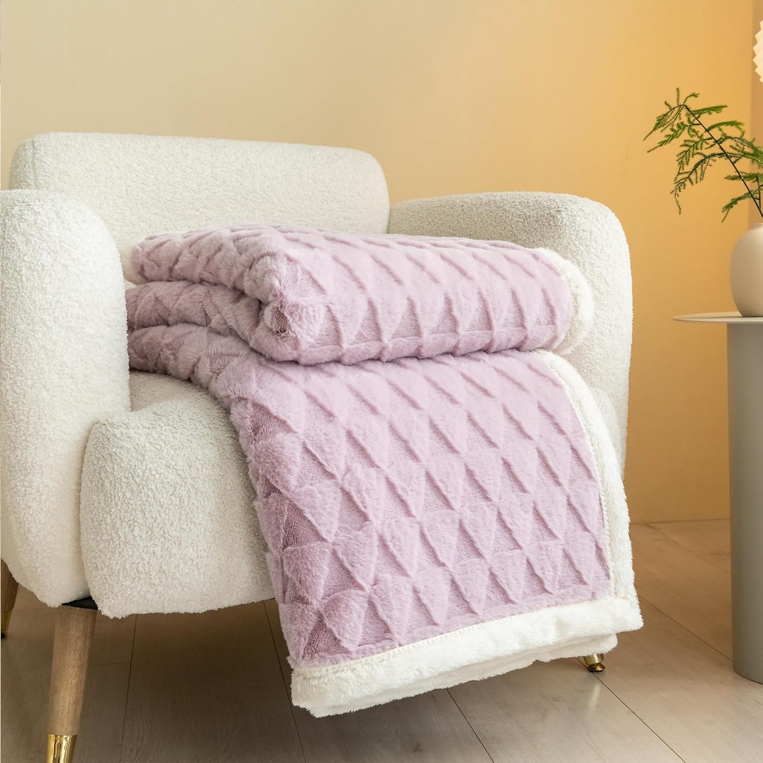 Manta de lujo de piel sintética, acogedora manta de felpa de forro polar, manta Sherpa lanuda y mullida para decoración del sofá del hogar (40 x 60