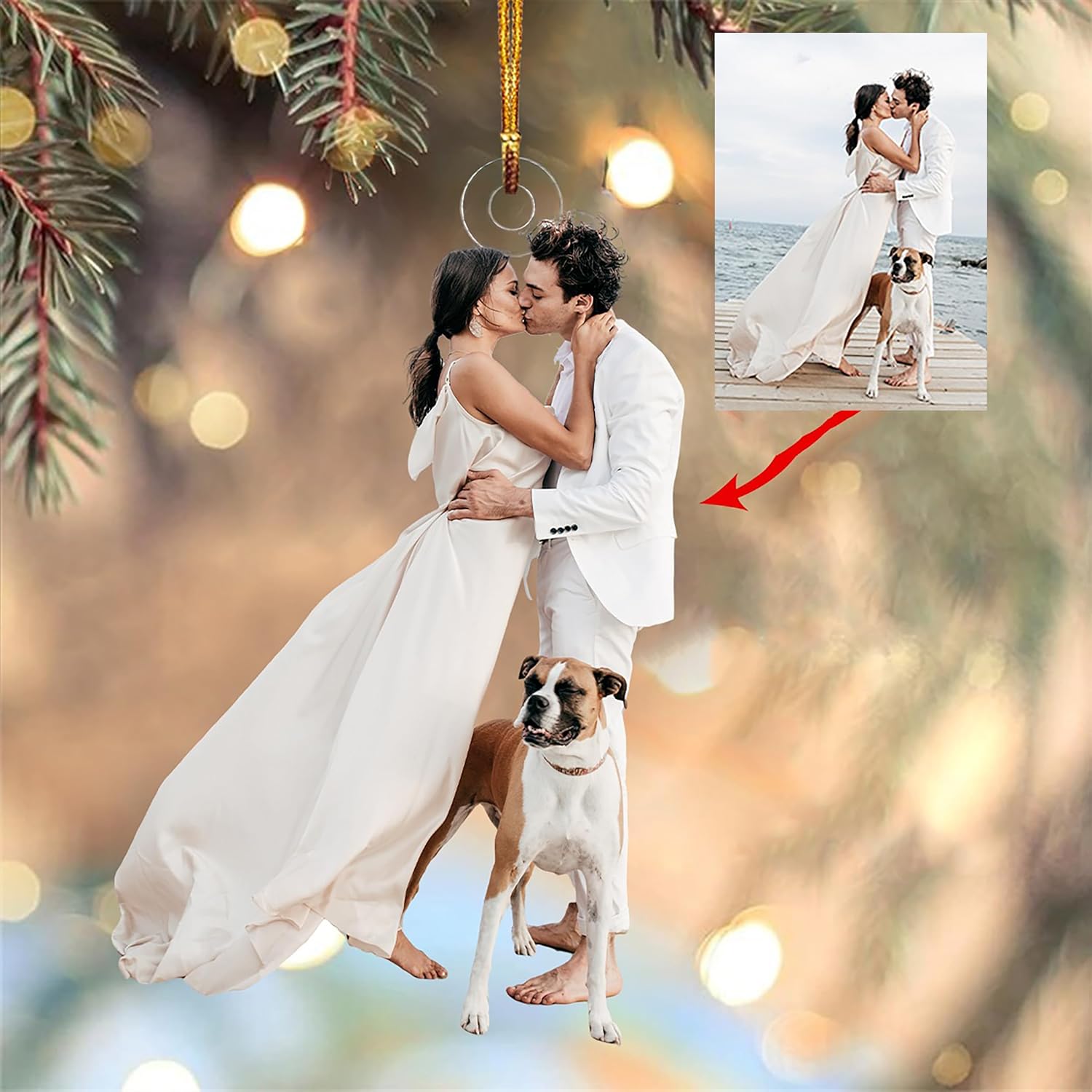 Árbol de adorno de Navidad personalizado, adorno de forma plana con foto personalizada, adornos acrílicos planos 2D, personaliza tu adorno