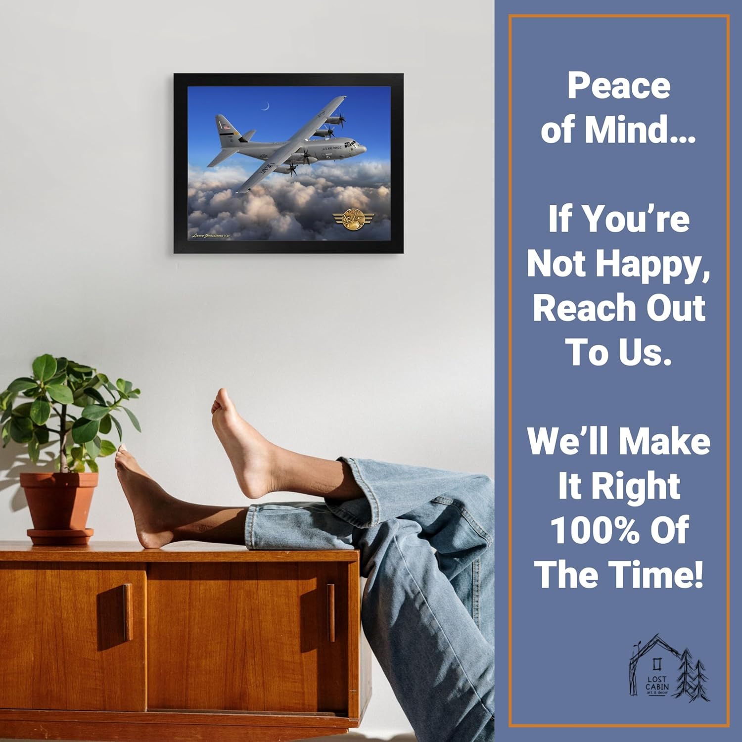 C130 – Póster de avión de Hércules para decoración de pared, impresión enmarcada  Pósteres icónicos y clásicos de aviones para el hogar y la