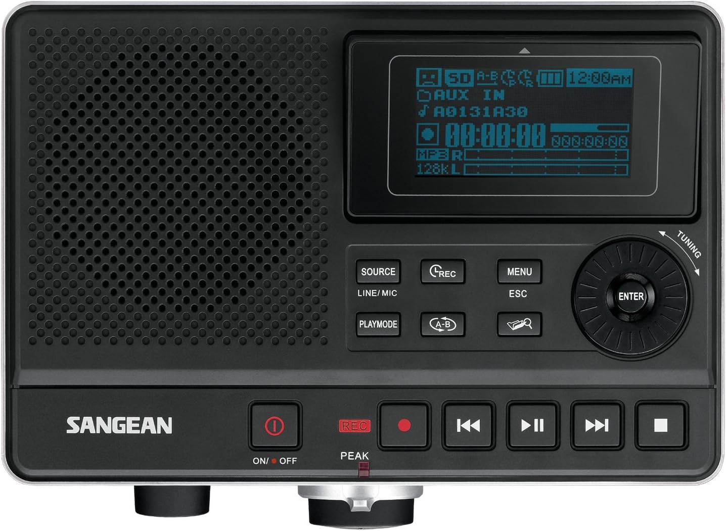Sangean DAR-101 grabadora digital profesional de MP3, negro