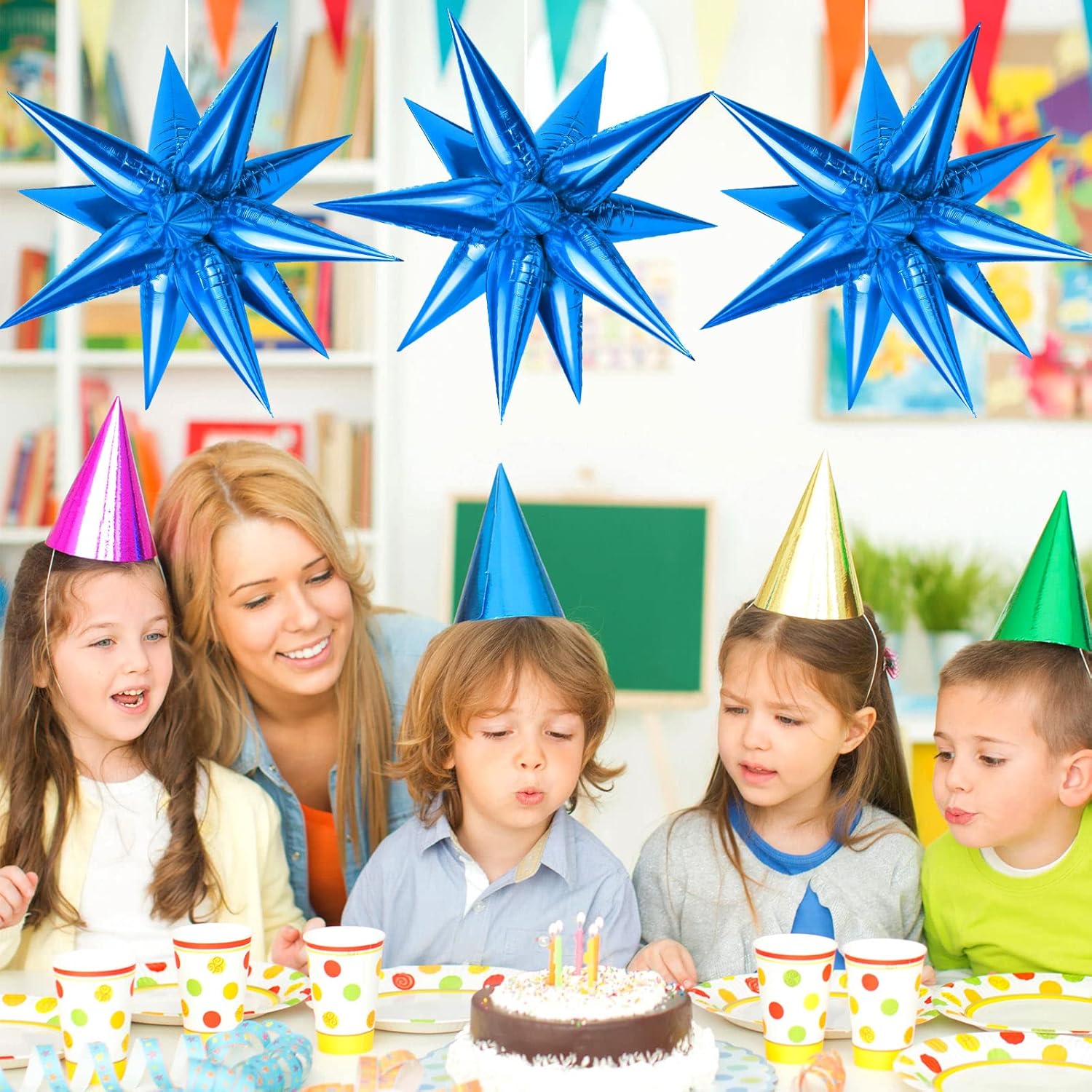 60 globos de papel de aluminio con forma de estrella, globos de cono de 12 puntos, globos mágicos en explosión, grandes para bodas, aniversarios,