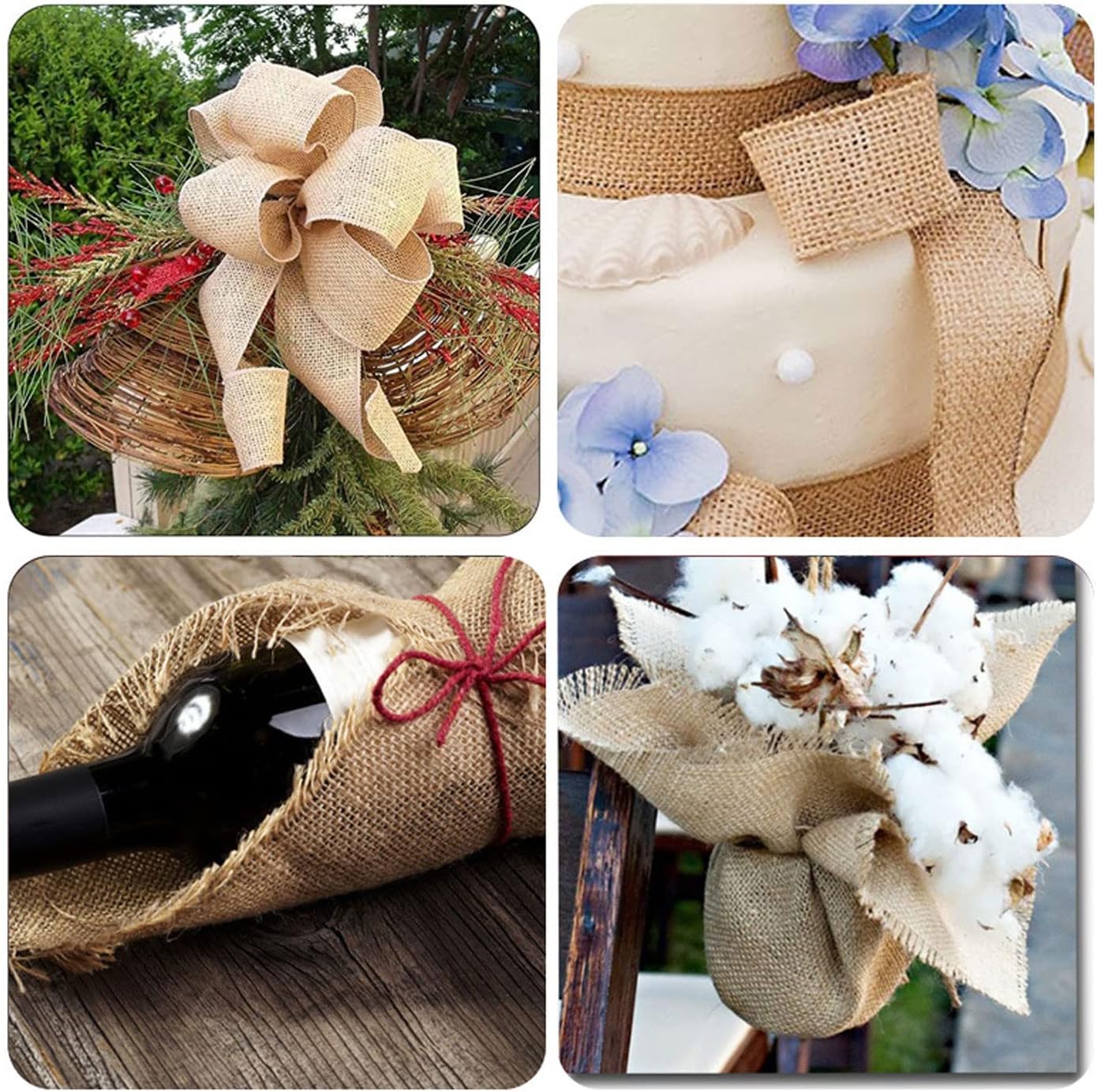 Cinta de arpillera burdeos con alambre de 1-12 pulgadas x 10 yardas para envolver regalos, decoración del hogar, decoración de bodas, fiestas,