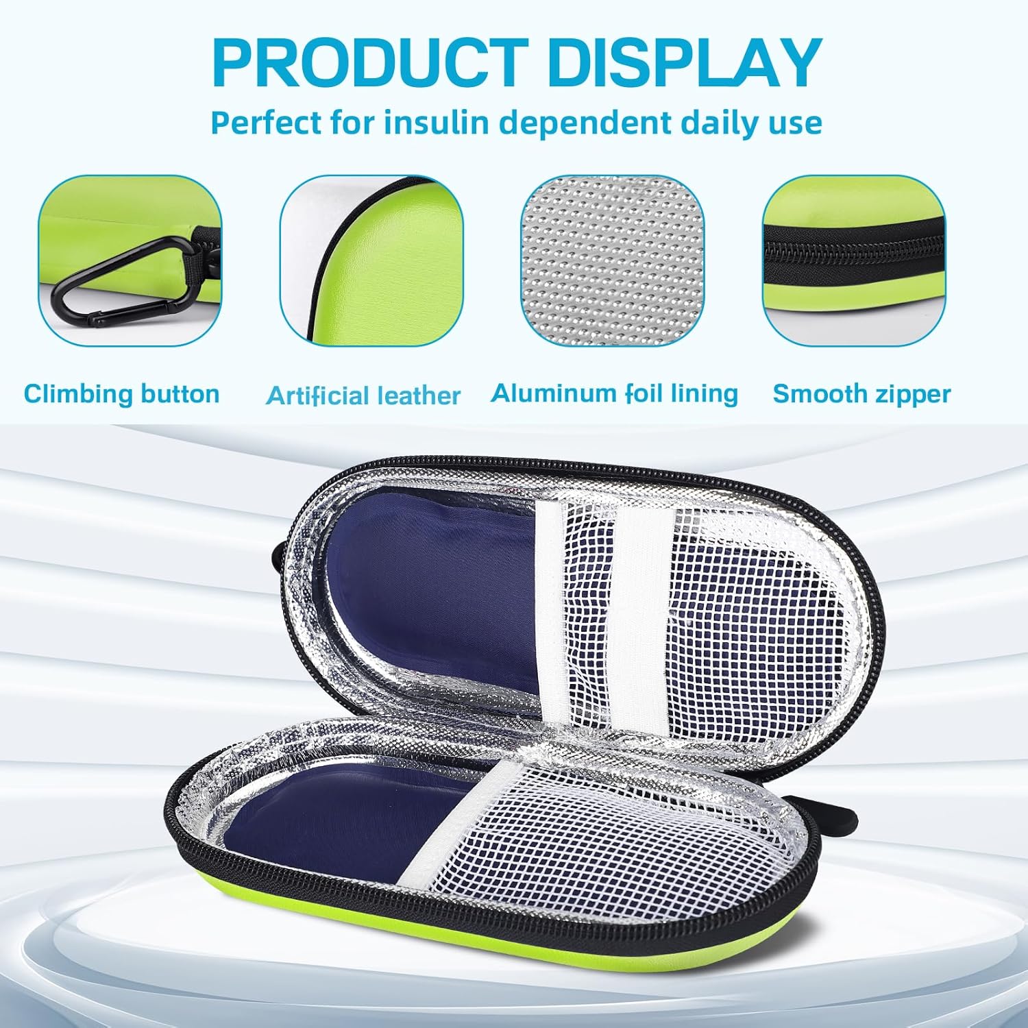 MOSLA Estuche de viaje para diabéticos, bolsa de enfriamiento aislada con 2 paquetes de hielo para bolígrafos de insulina y otros suministros para