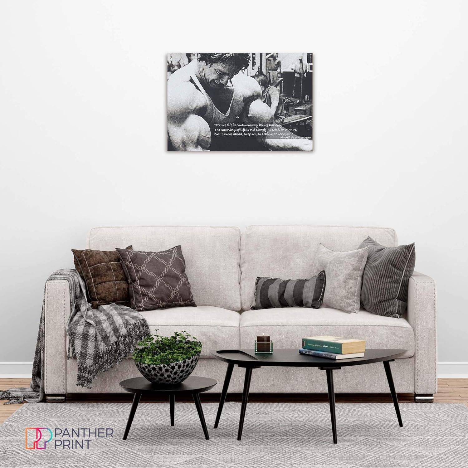 Panther Print, Lienzo decorativo grande para pared, cita de culturismo de Arnold Schwarzenegger, arte enmarcado para gimnasio, impresión para