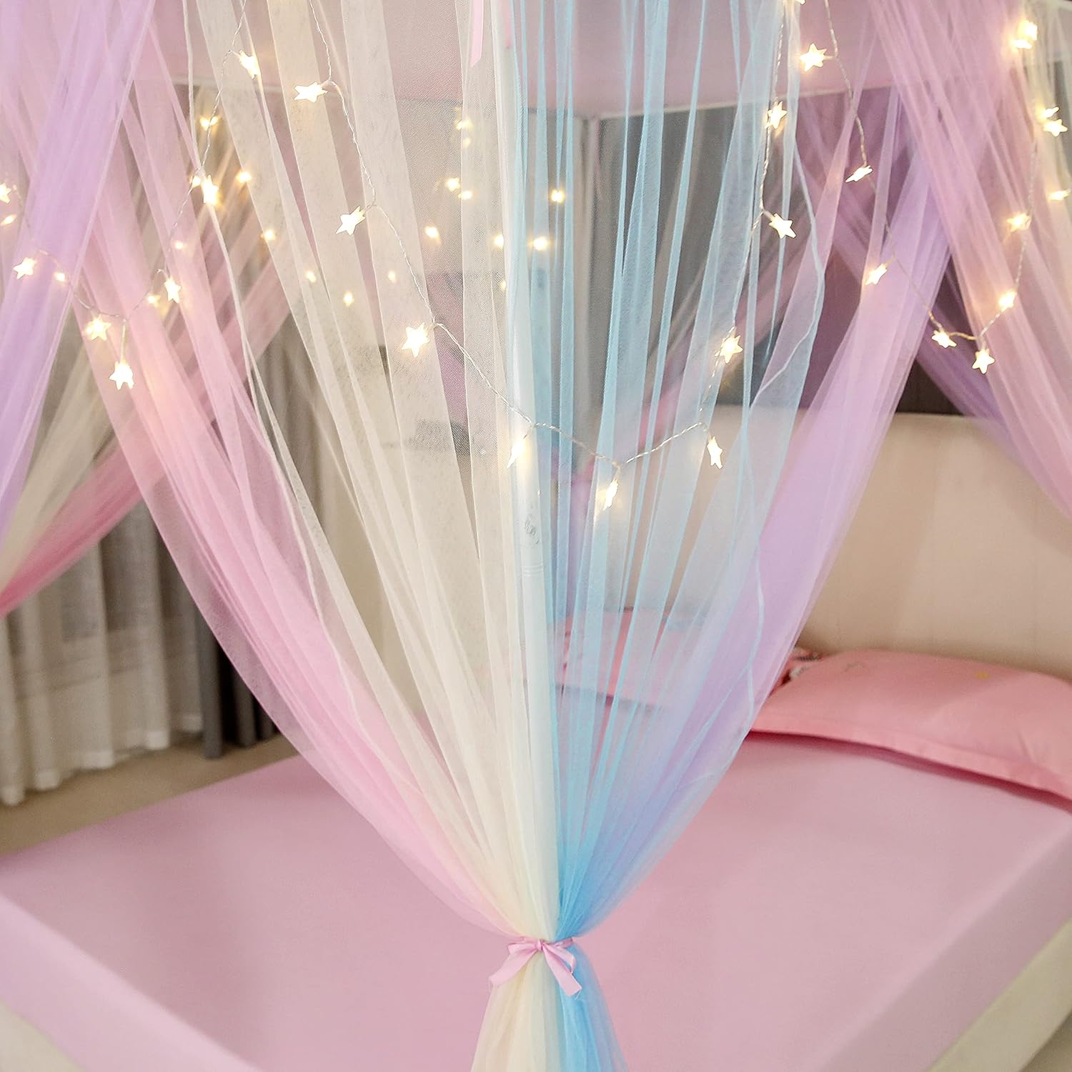 Nattey – dosel de 4 postes para esquinas de cama de princesa, dosel de tul.