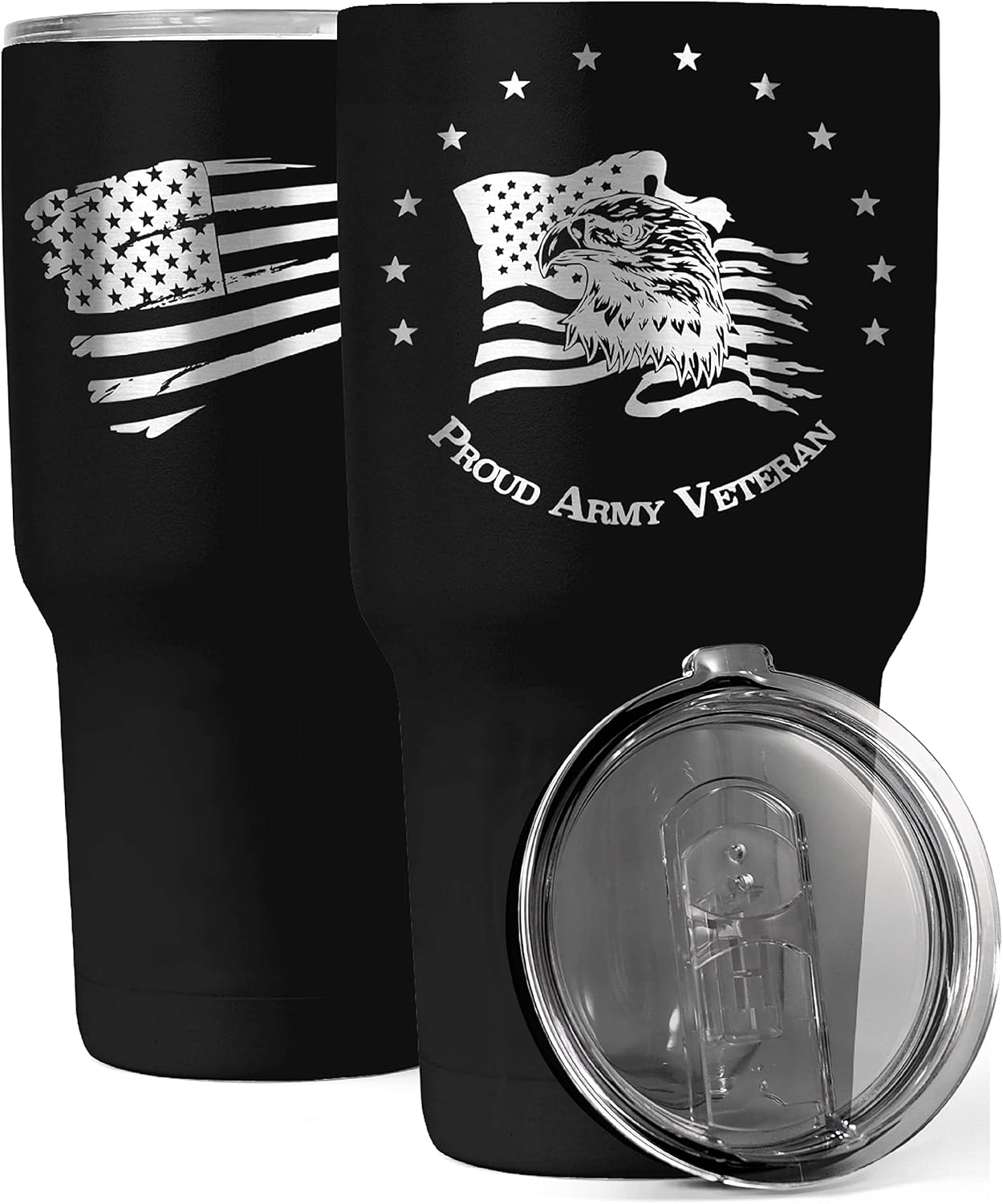 Vaso patriótico de 30 onzas de veterano del ejército de Estados Unidos, taza de viaje con bandera estadounidense, taza de viaje patriótica para