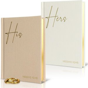 Elegantes libros de votos de boda de lino con letras de lámina dorada, libros de juramentos de tamaño perfecto para él y para ella con muchas Elegantes libros de votos de boda de lino con letras de lámina dorada, libros de juramentos de tamaño perfecto para él y para ella con muchas