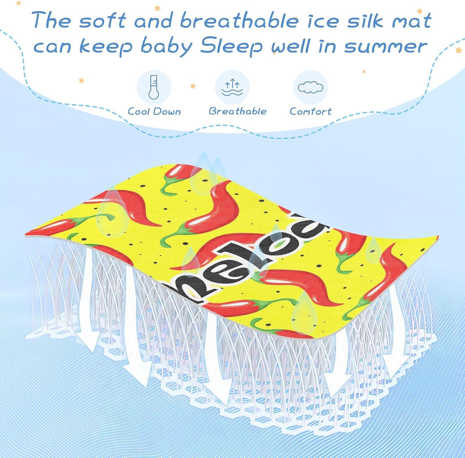 Protector de colchón de cuna de chile picante rojo personalizado para niños y niñas, tapete de seda de hielo, protector de colchón para bebé,