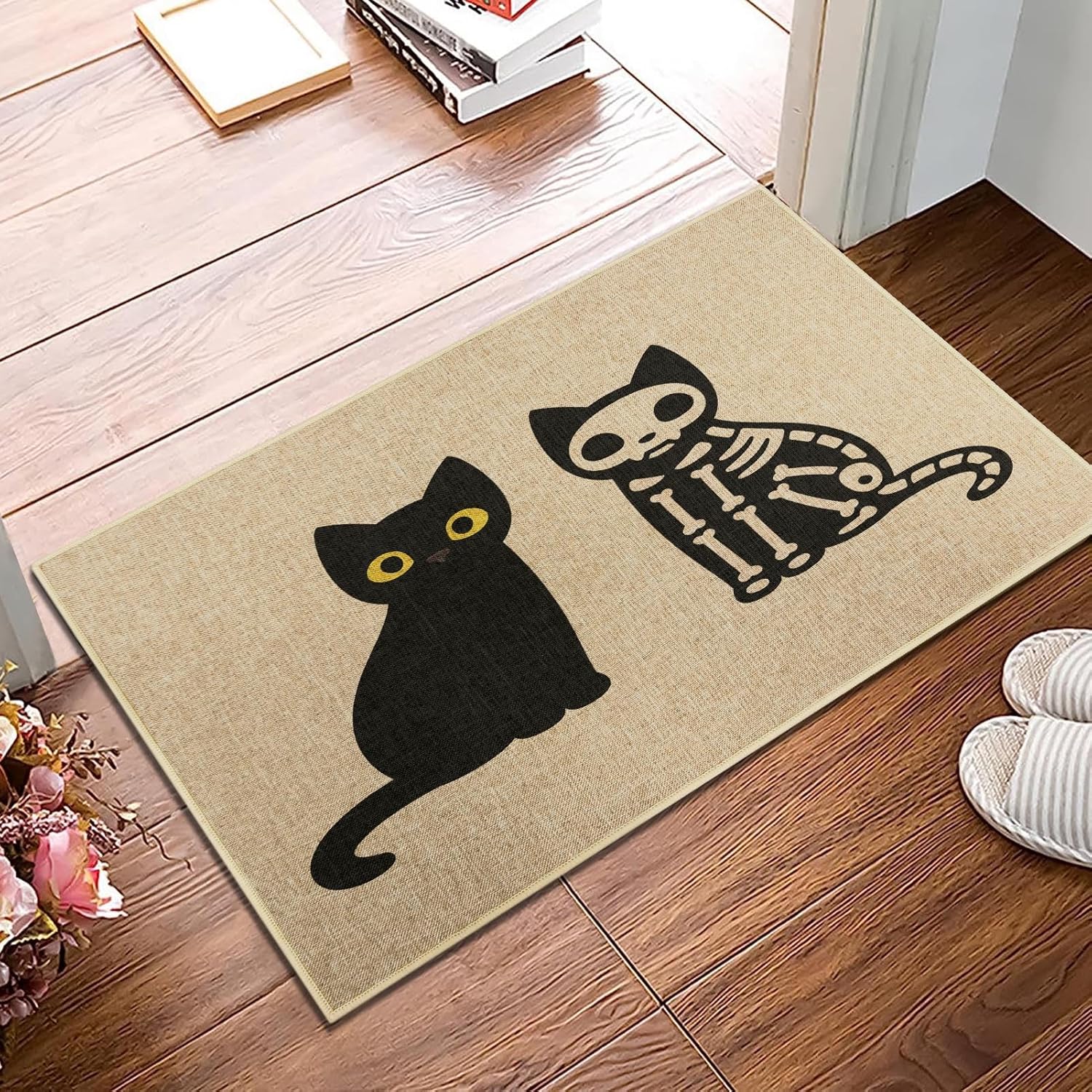Tapete para puerta de gato, tapete de bienvenida con diseño de calavera, bonito tapete para puerta delantera, tapete para entrada interior y
