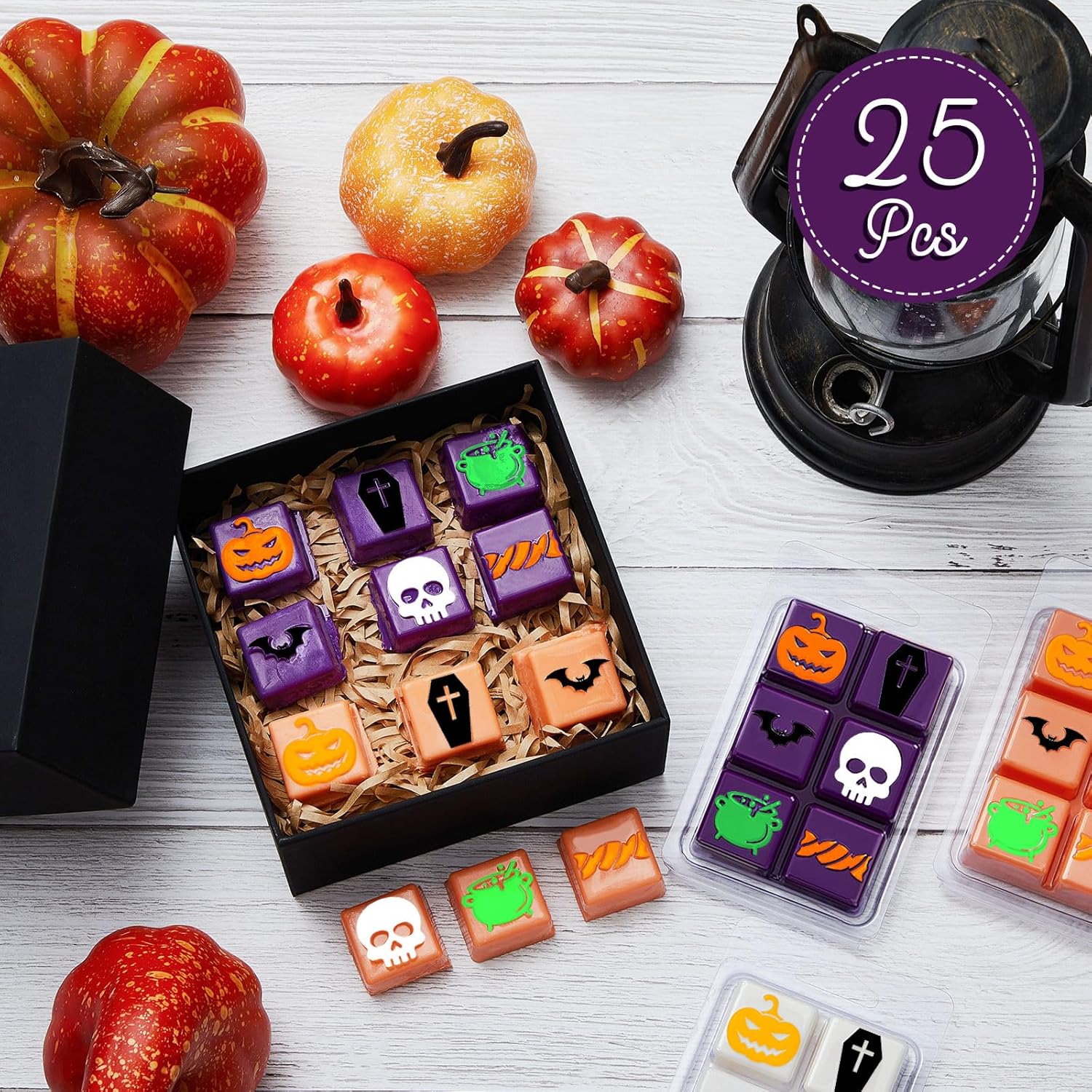 Cholemy 25 moldes de cera derretida para Halloween, recipientes para derretir cera de plástico vacías transparentes de 4.72 x 3.19 x 0.79 pulgadas,