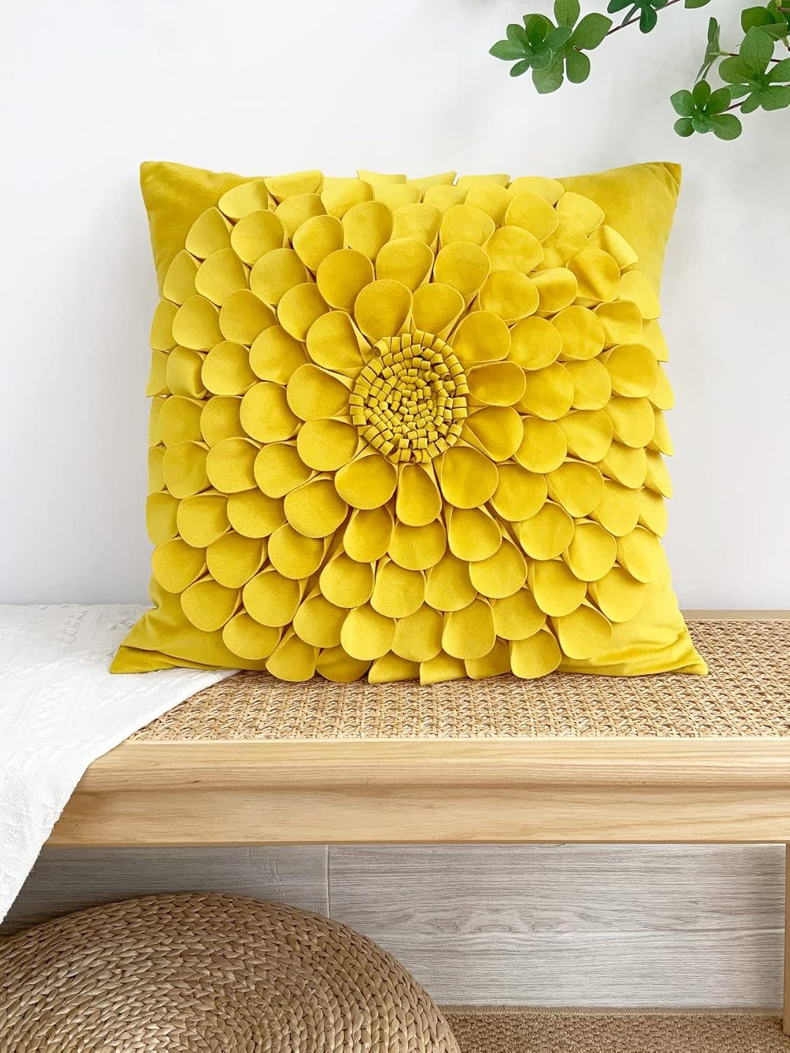 QWINEE Funda de almohada decorativa hecha a mano con flores 3D, fundas de cojín decorativas, cuadradas, regalo para el hogar, sofá, coche, cama,