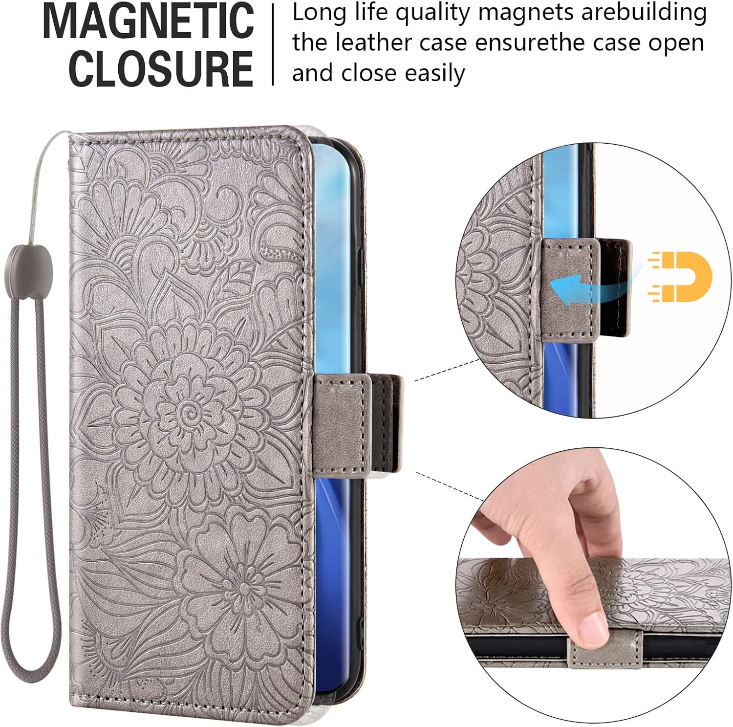 Compatible con Xiaomi Mi 11 Lite 4G5G – Funda tipo cartera y protector de pantalla de vidrio templado, soporte para tarjetas, soporte magnético de