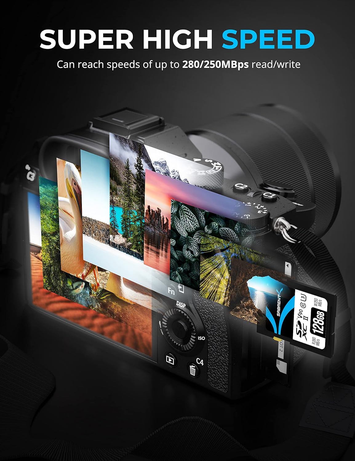 SABRENT Rocket v90 – Tarjeta de memoria SD UHS-II de 128 GB R280MBs W250MBs (SD-TL90-128GB)