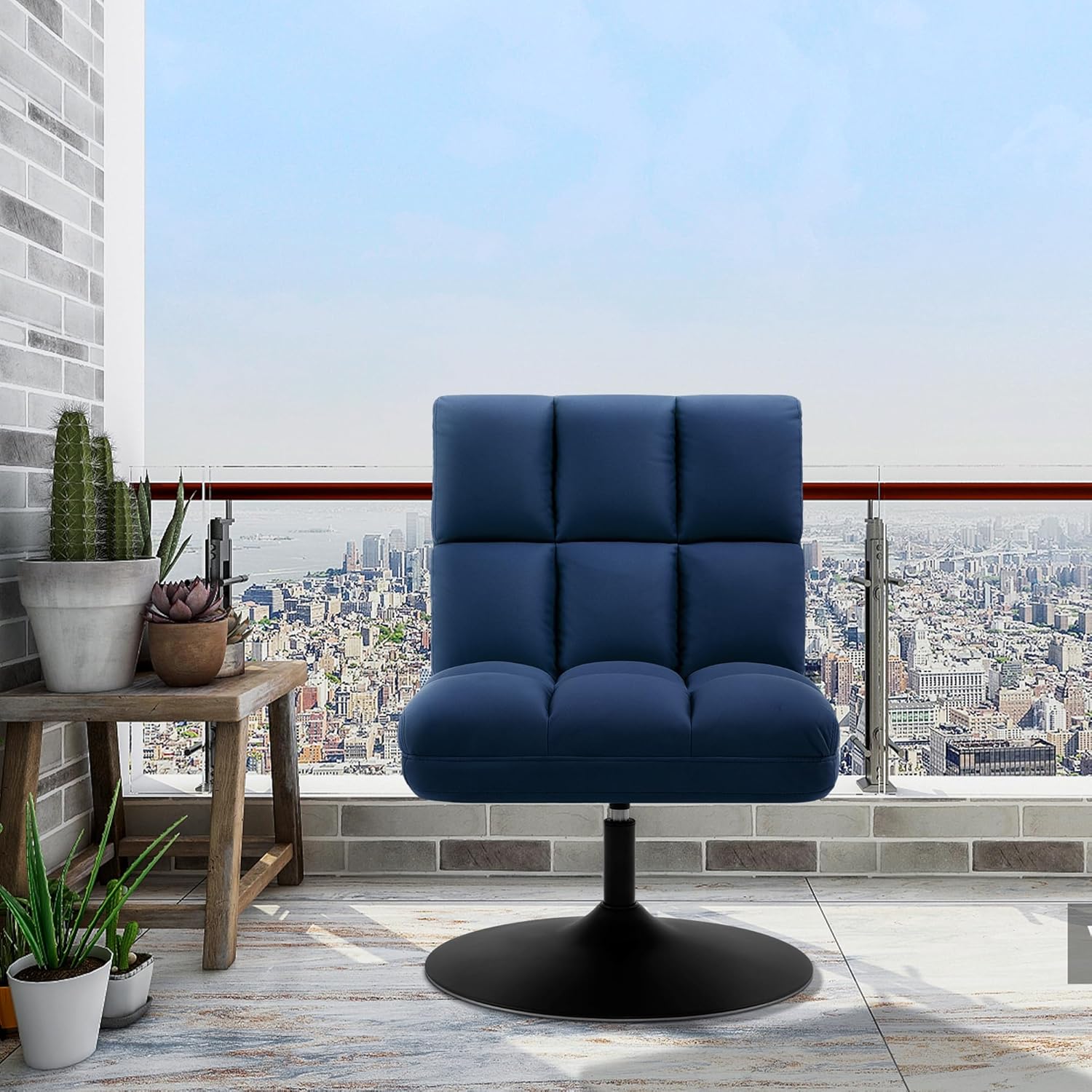 MCombo Sillas decorativas giratorias, silla tapizada sin brazos con costuras sin botones, sillas de ocio modernas para sala de estar, dormitorio