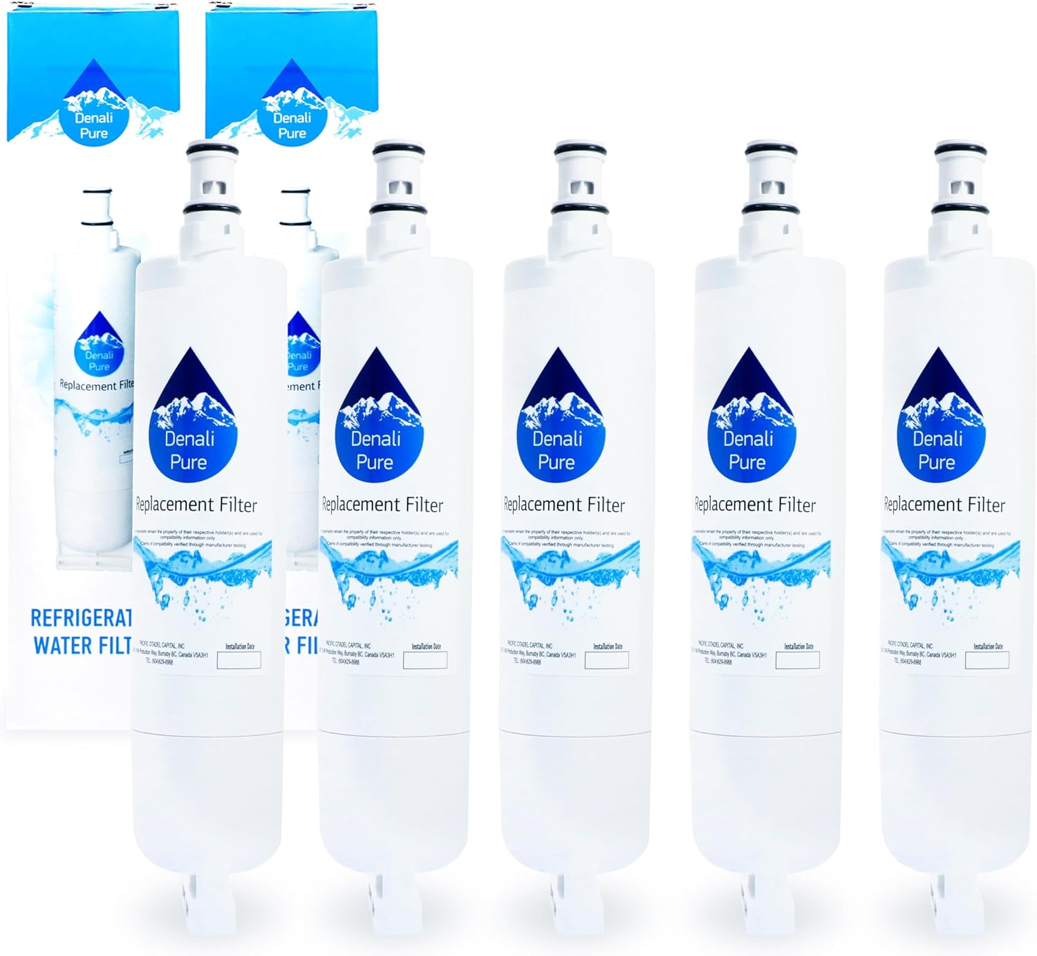 5-Pack repuesto Whirlpool ed2ghexnb06Filtro de agua para neveracompatible Whirlpool 4396508, 4396510nevera cartucho de filtro de agua