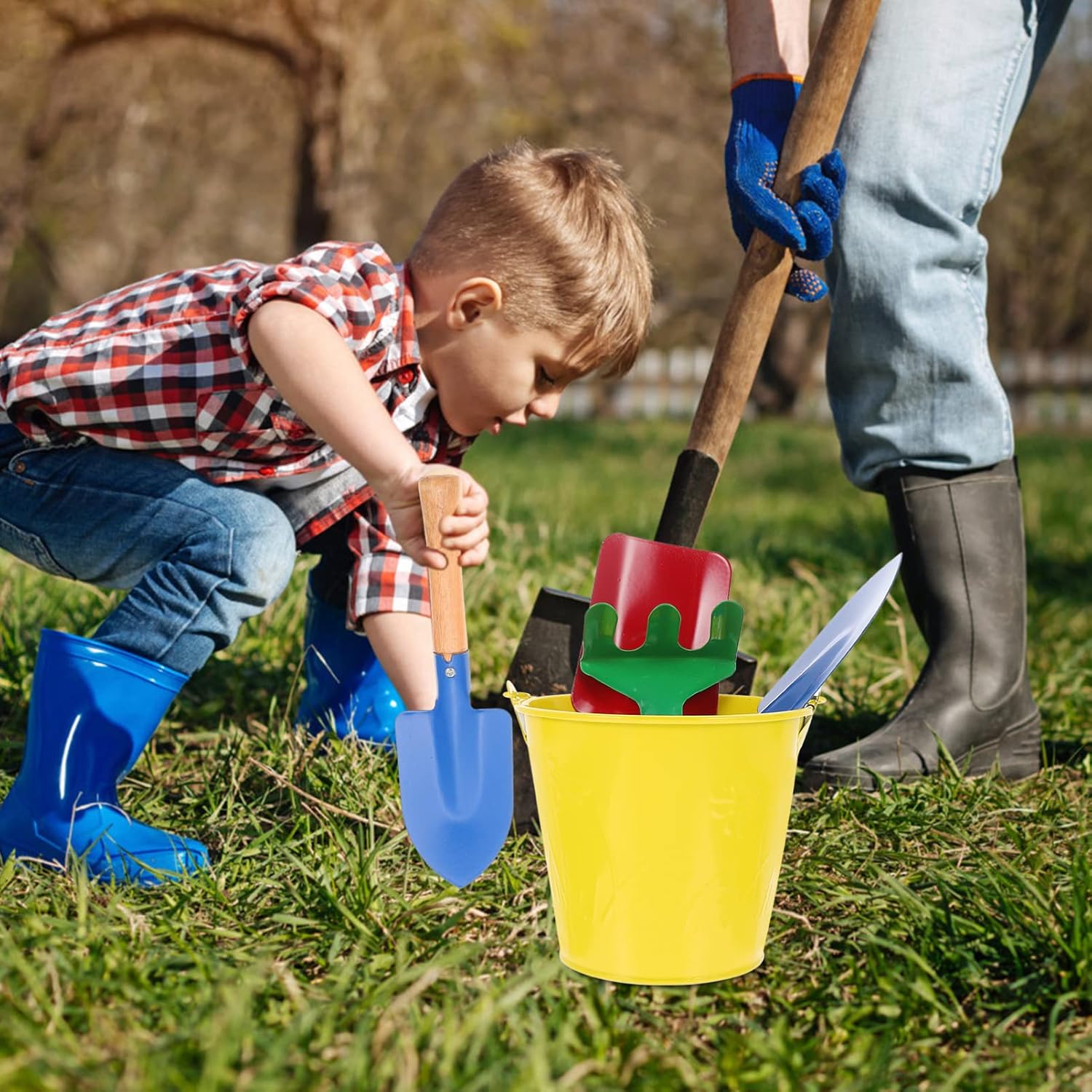 Toddmomy Juguetes para niños, herramientas de jardín, juego de 4 piezas de herramientas de jardinería para niños, arena y playa, equipo de