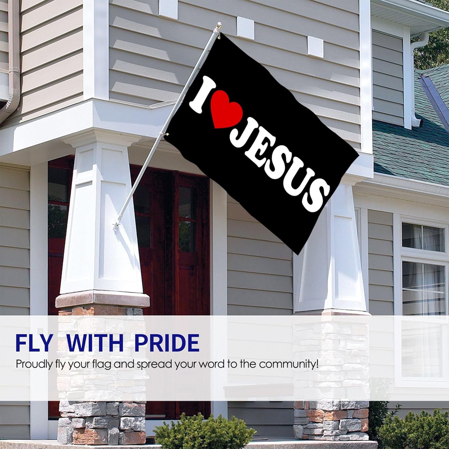 Bandera de Jesús con texto en inglés “I Love Jesus”, banderas americanas para exteriores, 3 x 5 pulgadas, bandera de fe cristiana sobre el miedo,