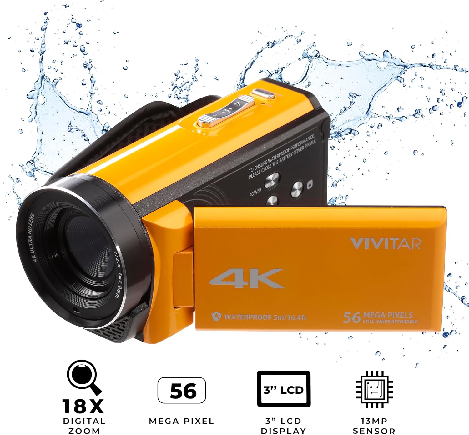 Vivitar – Cámara 4K de videocámara Ultra HD, cámara 4K para grabación de video con 56MP, sensor de 13MP, pantalla LCD giratoria a todo color de 3″,