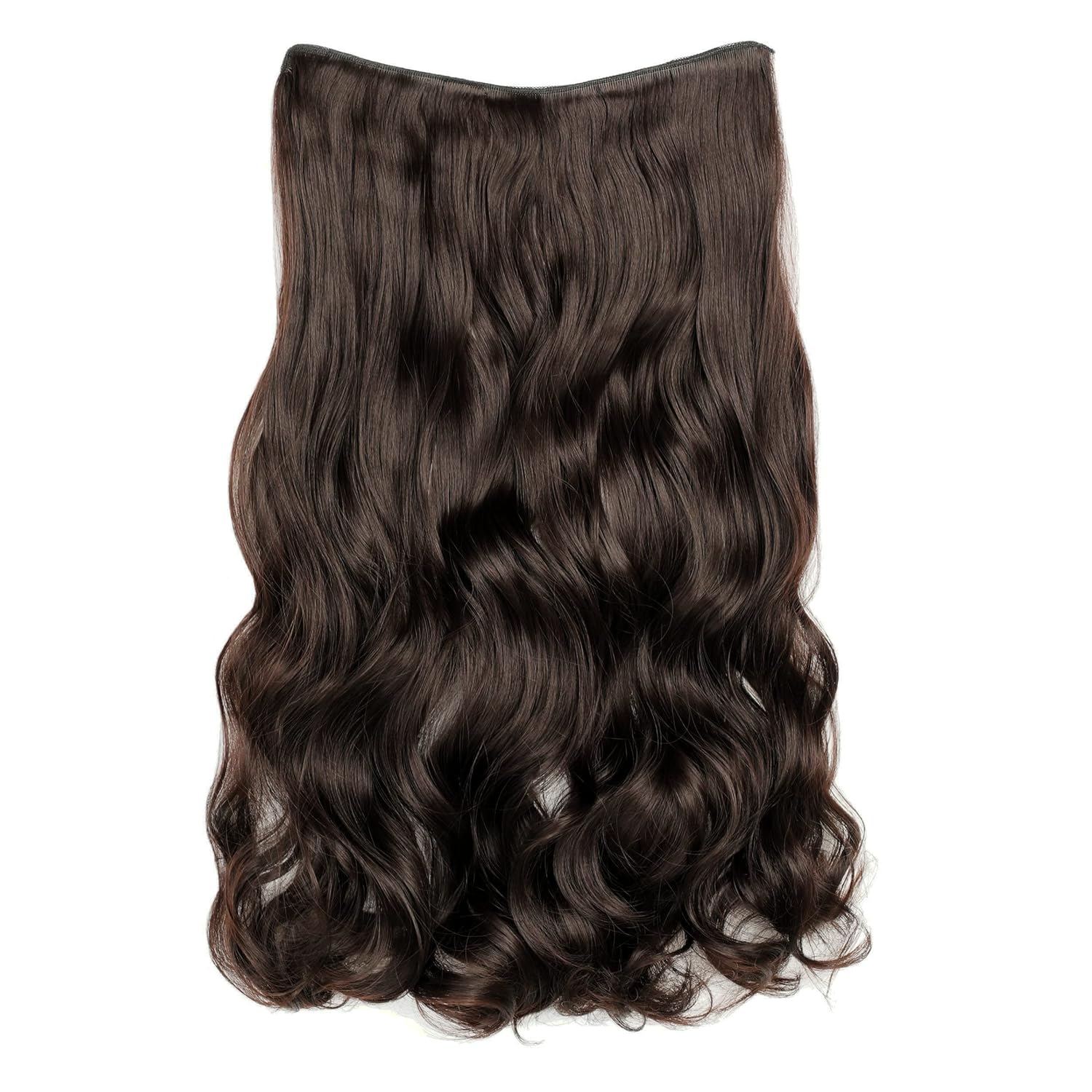 Extensiones de cabello con halo de alambre invisible, alambre transparente, tamaño ajustable, 4 clips de seguridad, 24 pulgadas de largo, ondulado,