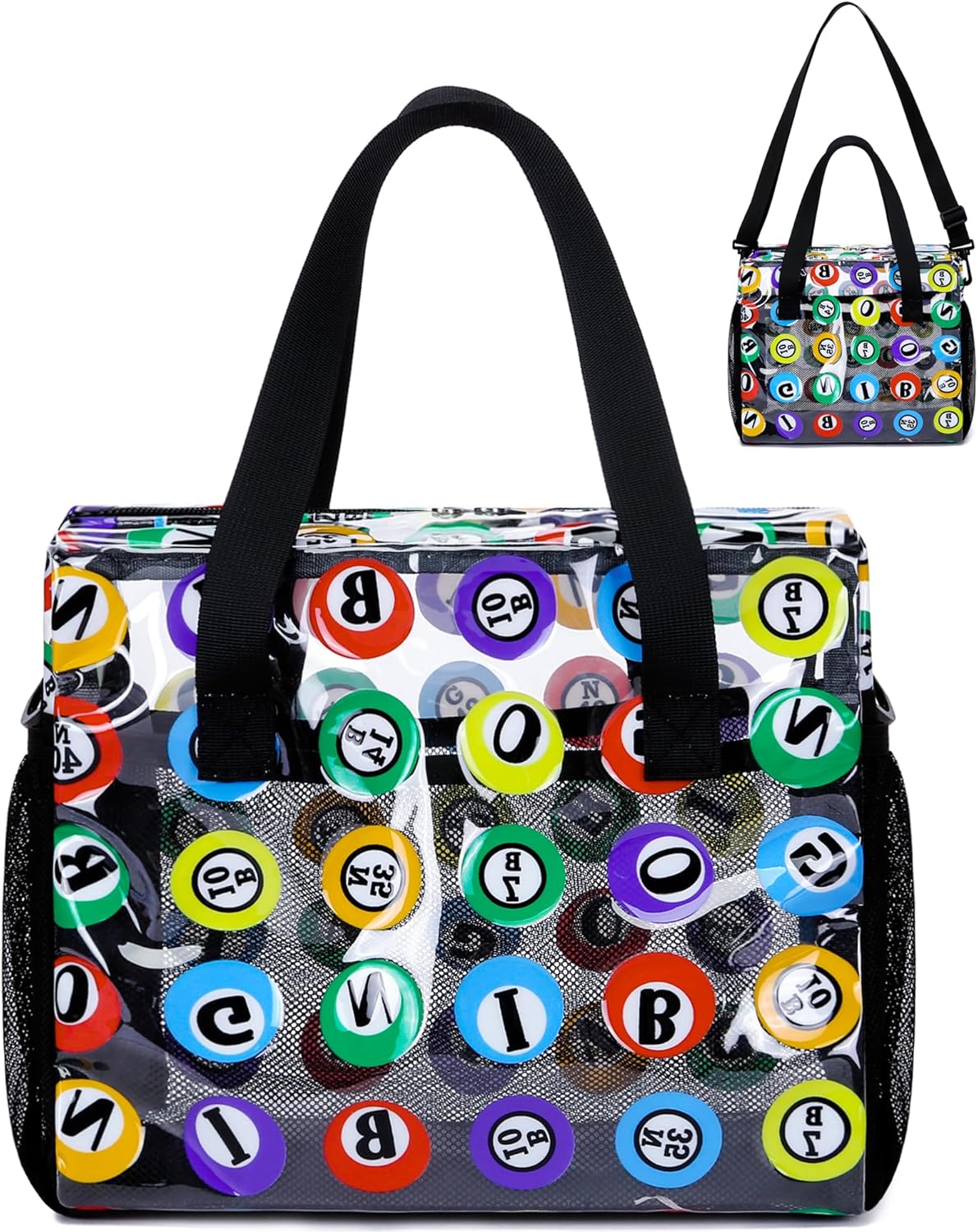 Bolsa de bingo para Daubers Dabbers Dobbers – Bolsas de bingo transparentes con bolsillos para accesorios de bingo, bolsa de bingo para juegos de