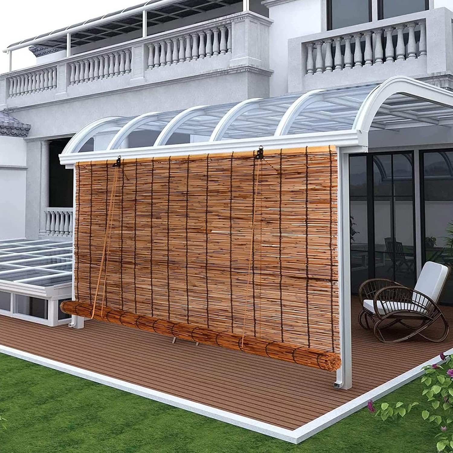 Persianas enrollables de caña para patio, 23 x 64 pulgadas, 36 x 64 pulgadas, 48 x 72 pulgadas, 60 x 72 pulgadas, 72 x 84 pulgadas, cortinas de