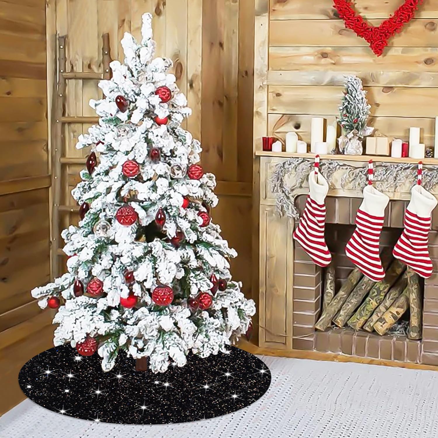 PATYDEST Falda negra para árbol de Navidad de 36 pulgadas, falda de árbol de terciopelo negro, falda de árbol de Navidad, cubierta de árbol de