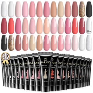 Saviland Kit de gel de extensión de uñas de polivinílico de 20 colores, colección clásica de color rosa nudes, kit de uñas de gel de larga duración Saviland Kit de gel de extensión de uñas de polivinílico de 20 colores, colección clásica de color rosa nudes, kit de uñas de gel de larga duración