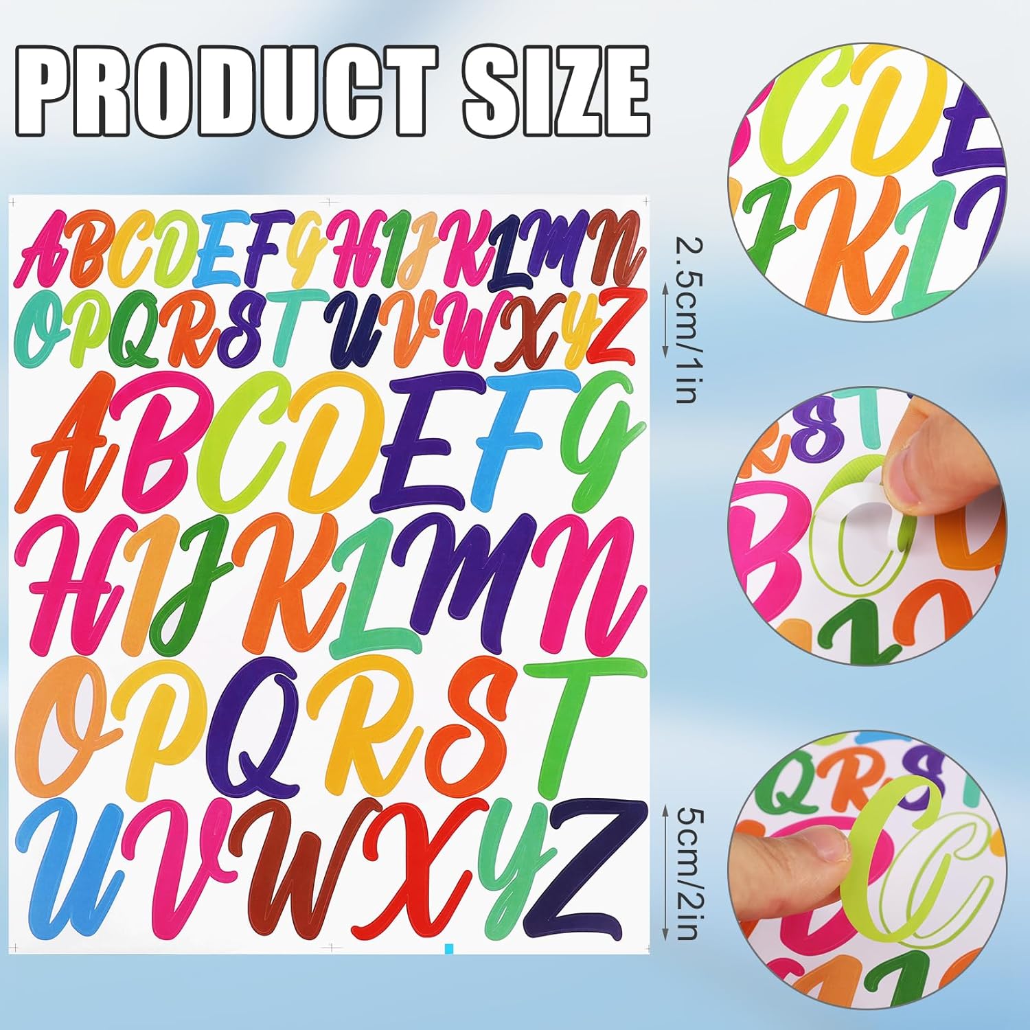 10 hojas de calcomanías con letras mayúsculas, calcomanías de vinilo del alfabeto de 12 pulgada, calcomanías autoadhesivas para pósteres, ventanas,
