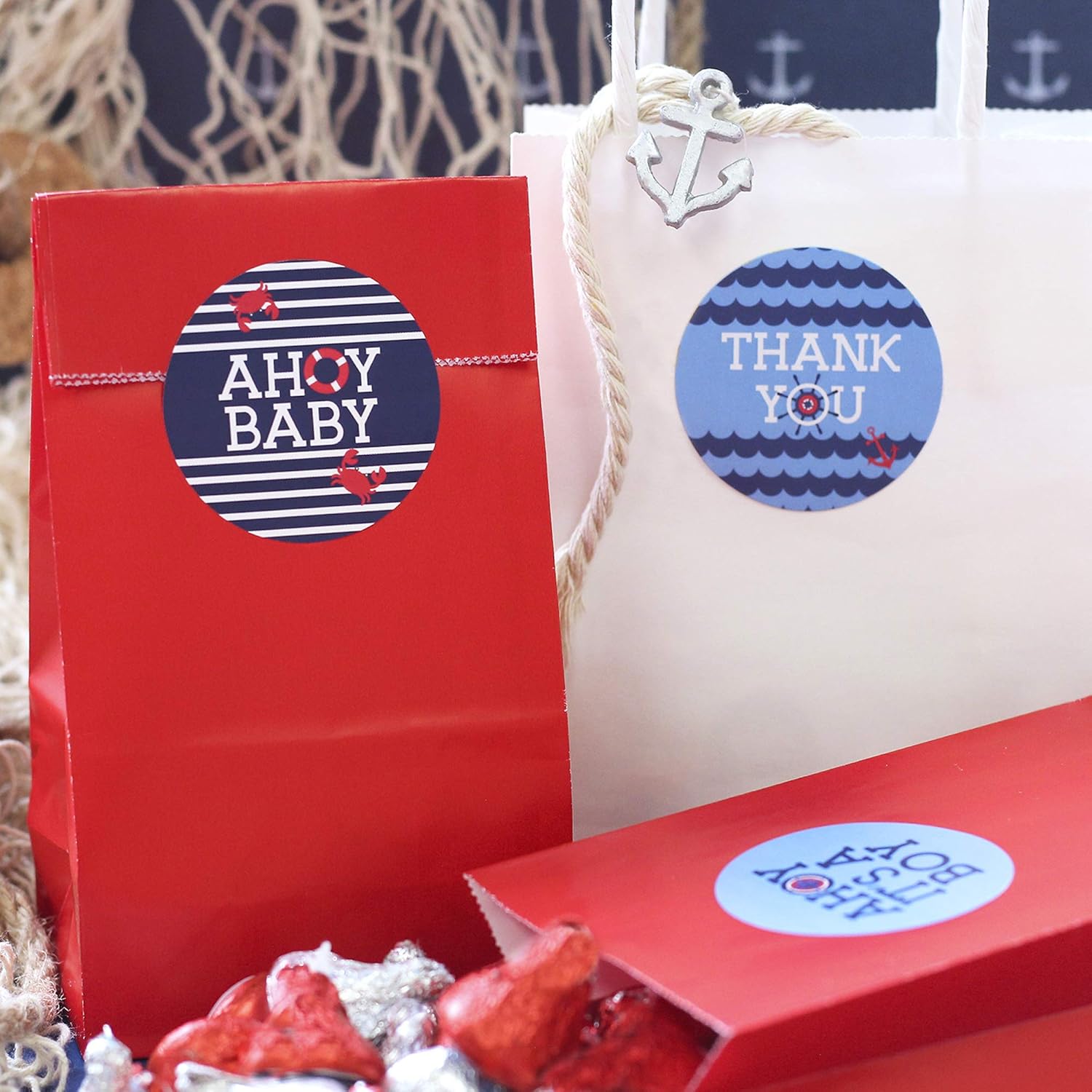 Ahoy It’s a Boy – Calcomanías de agradecimiento para baby shower, 1.75 pulgadas, 40 etiquetas