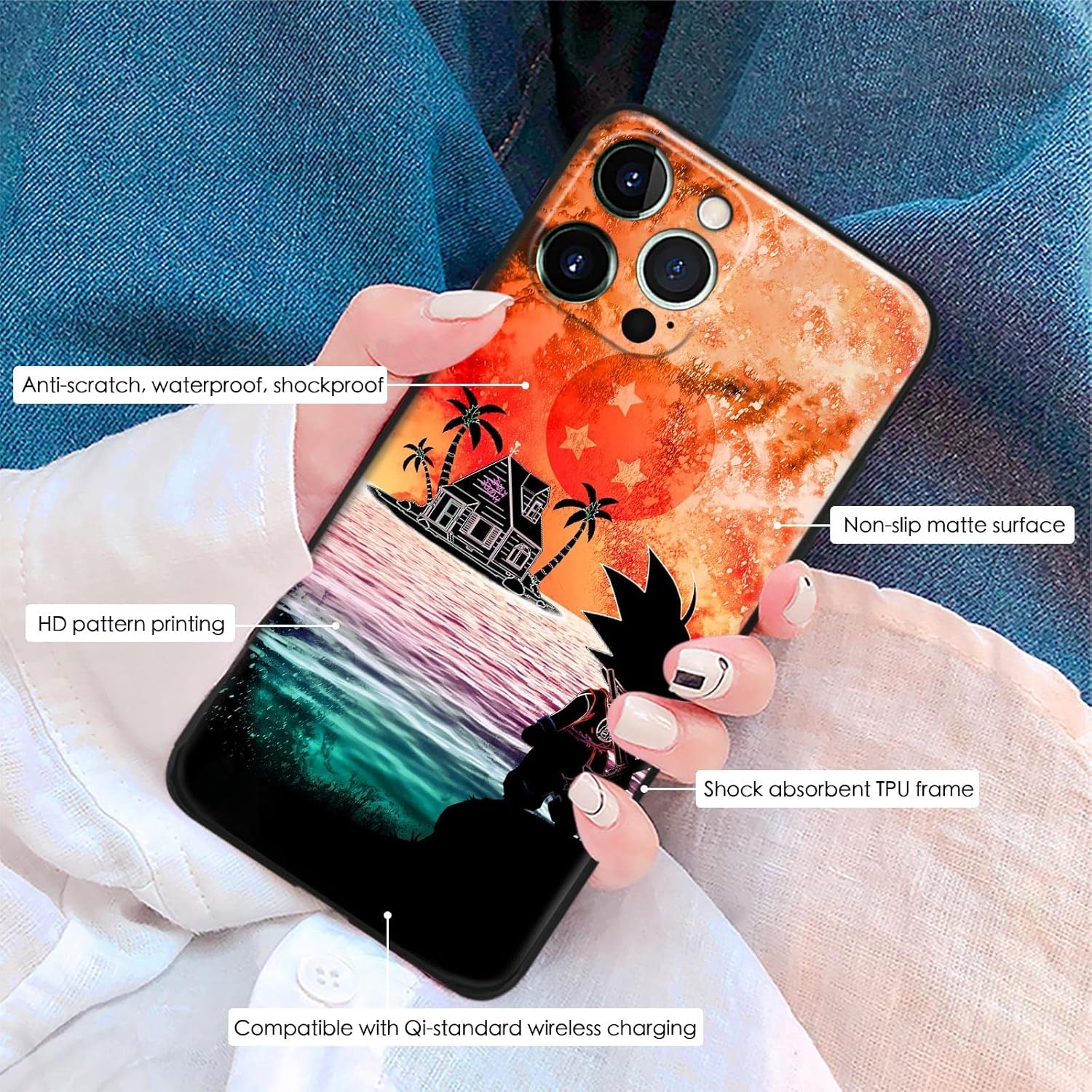Funda protectora para teléfono de anime japonés, diseño de manga, anti-caída, a prueba de golpes, funda Kame House para iPhone 14