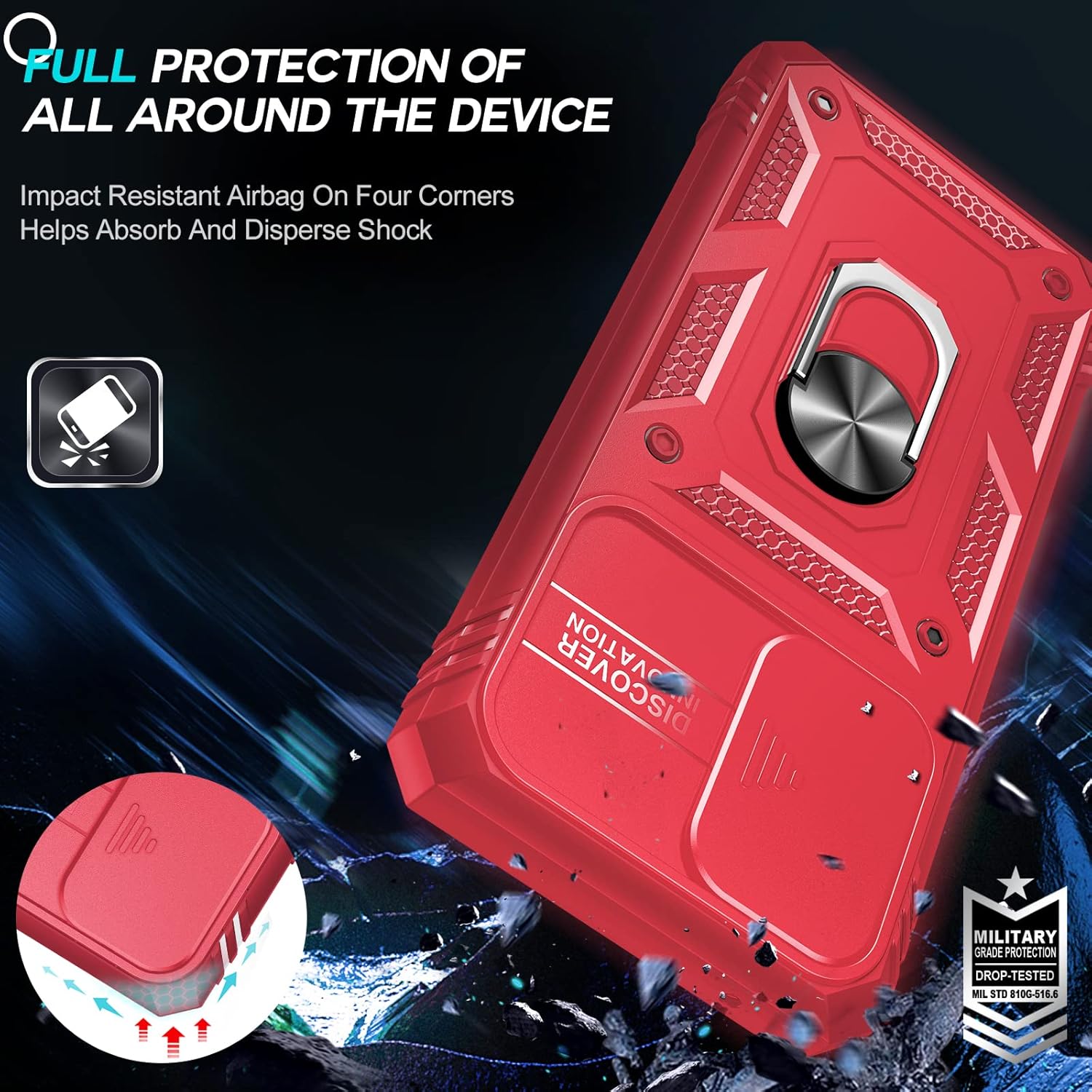 LeYi Funda para Samsung A53 5G Galaxy A53 5G con cubierta deslizante para cámara + 2 paquetes protector de pantalla, funda protectora de cuerpo