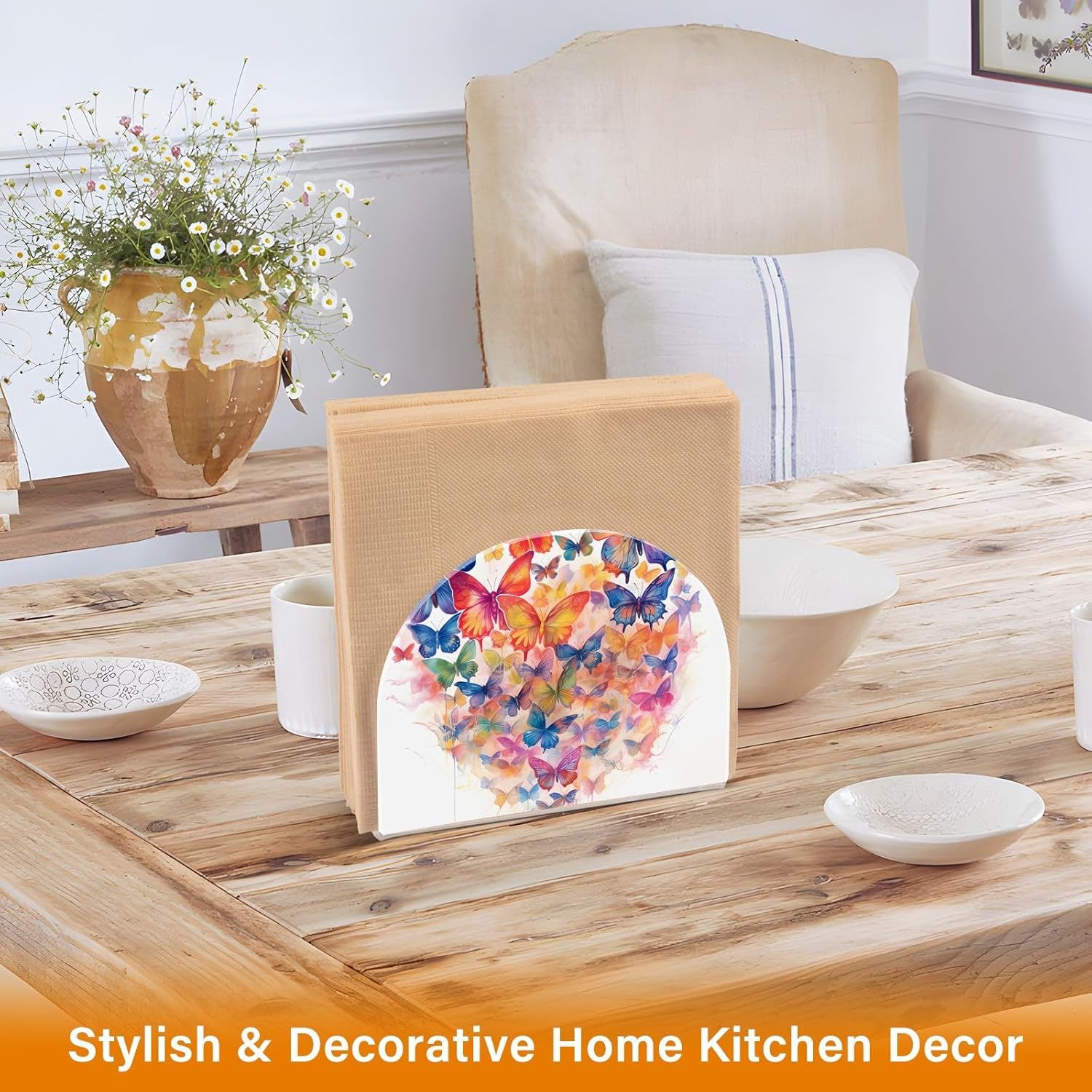 Napkin Holders for Table Paper Napkins Dispenser Kitchen Bathroom Butterflies Standing Decorative Acrylic
