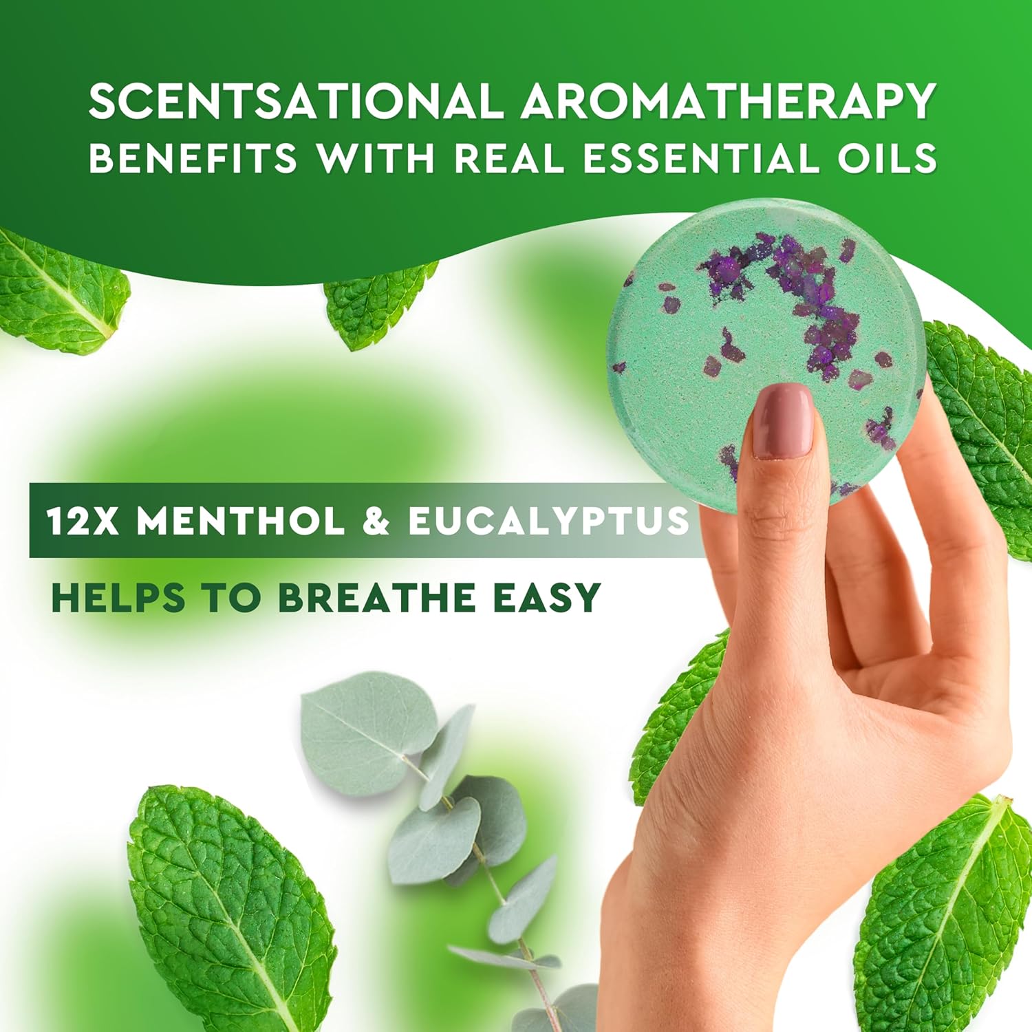 Cleverfy Vaporizadores de ducha para aromaterapia, caja de regalo de 12 bombas de ducha de mentol y eucalipto con aceites esenciales para relajación
