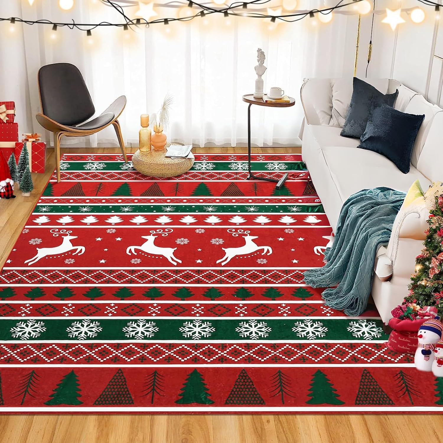 GAOMON Alfombras para sala de estar, decoración de habitación de Navidad, alfombra de 6 x 9 pies, alfombras lavables, alfombras antideslizantes,