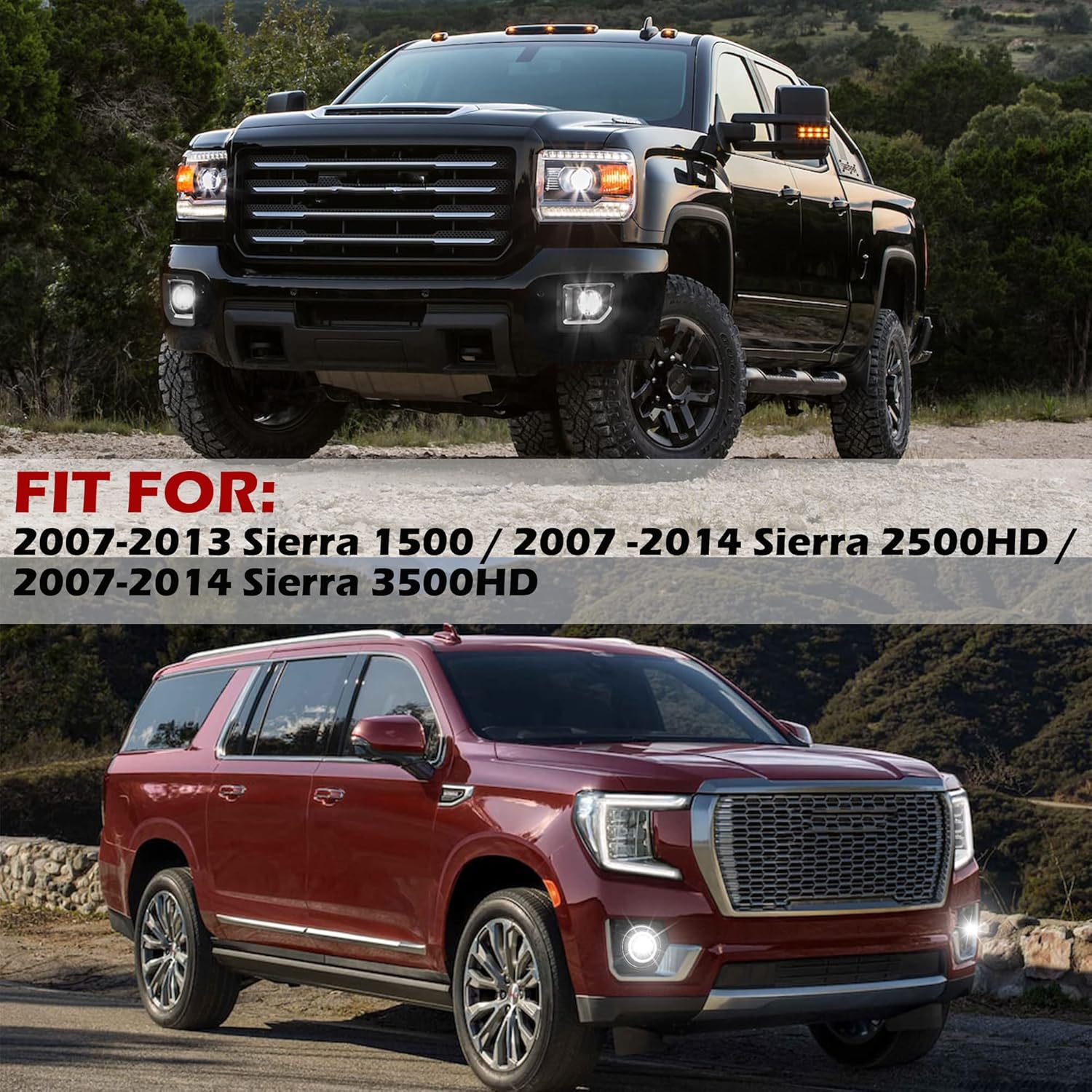 KEWISAUTO Luces antiniebla LED con luces de circulación diurna para GMC Sierra 2007-2014, luces antiniebla de conducción con DRL para 2007 2008 2009