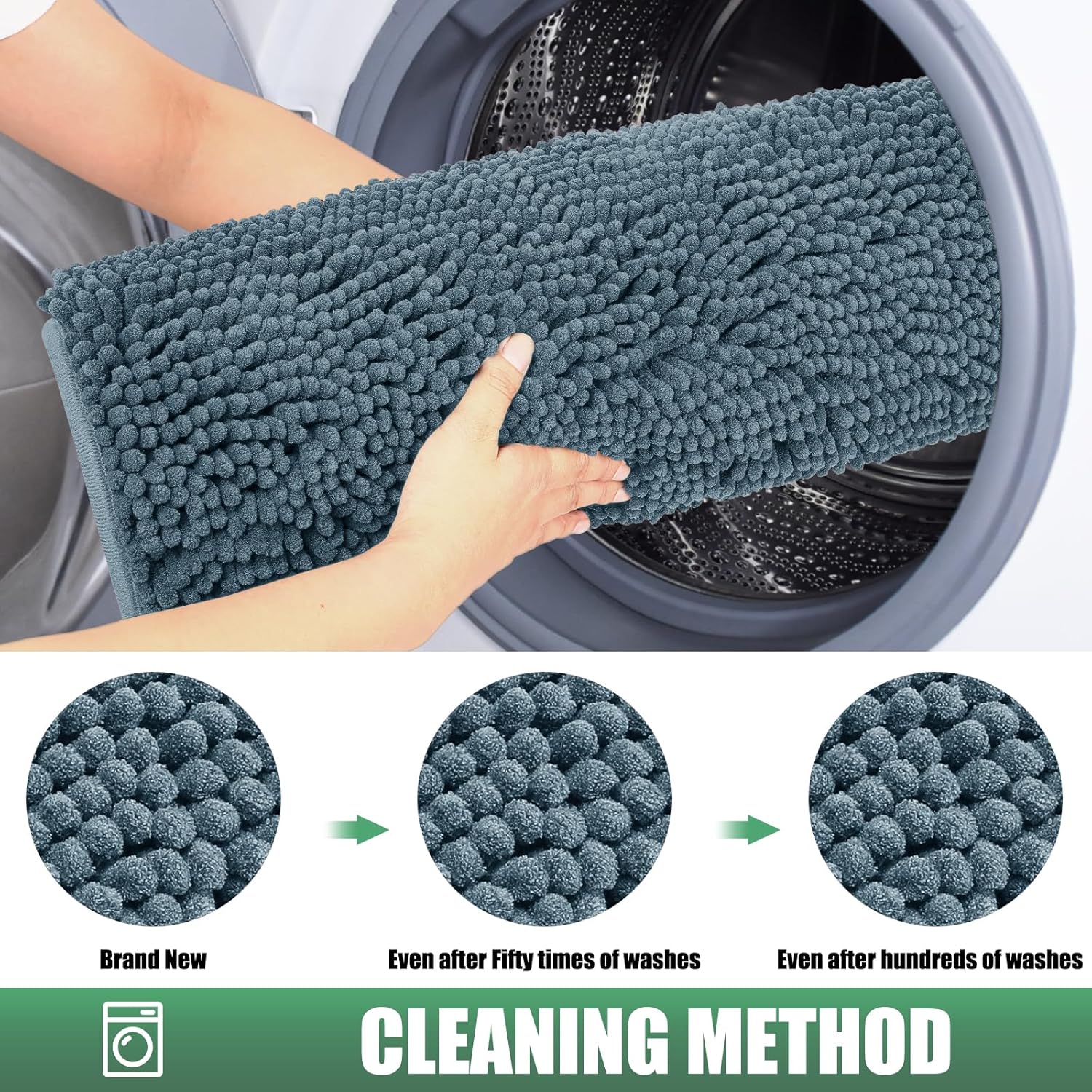 Tapete de felpilla duradero absorbente para exteriores, de 24 x 36 pulgadas, lavable y fangoso, tapete antideslizante para interiores, tapete para