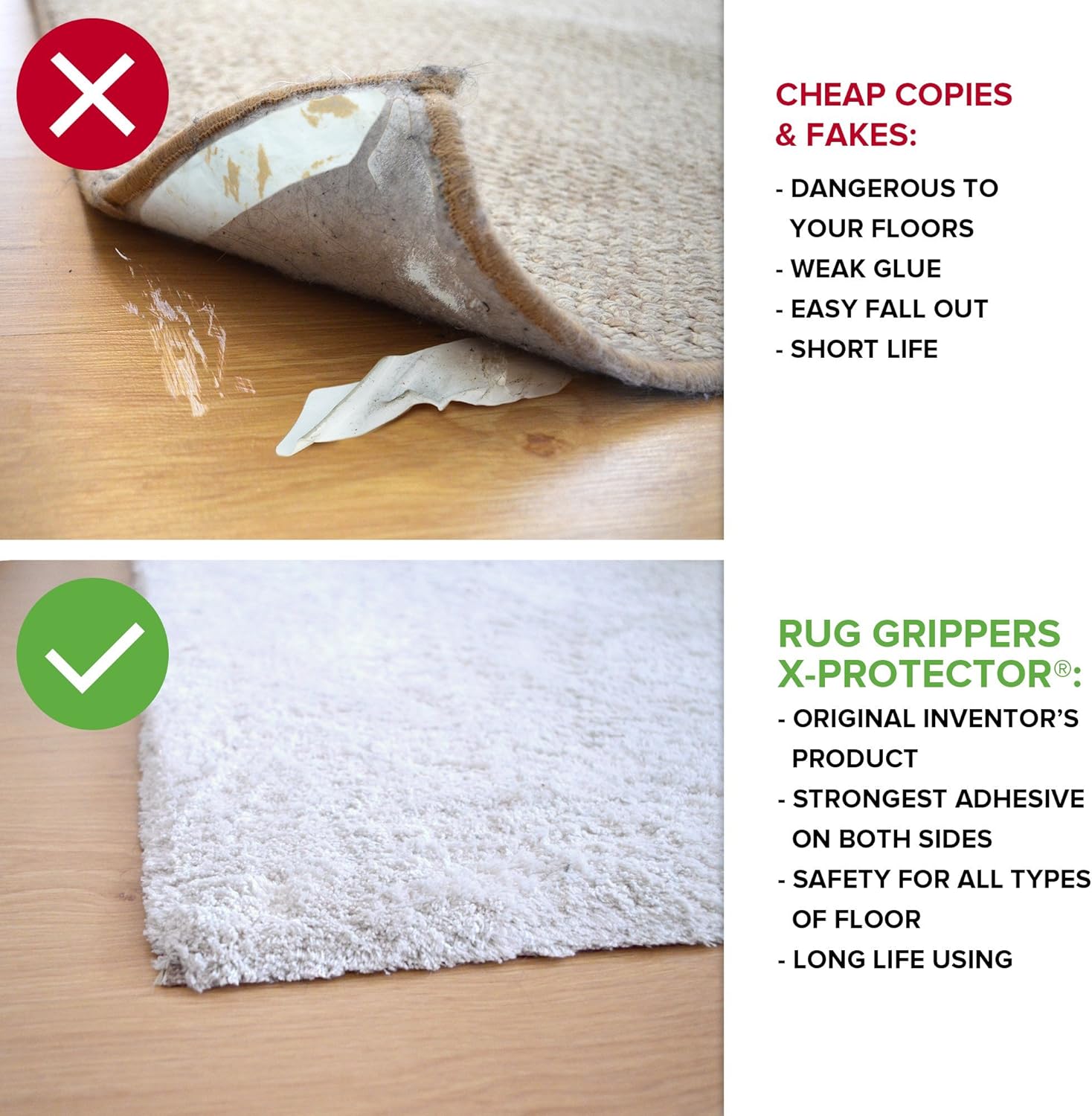 X-Protector Pinzas para alfombras, 16 unidades de agarre anti rizado para alfombra, mantiene tu alfombra en su lugar y hace que las esquinas sean